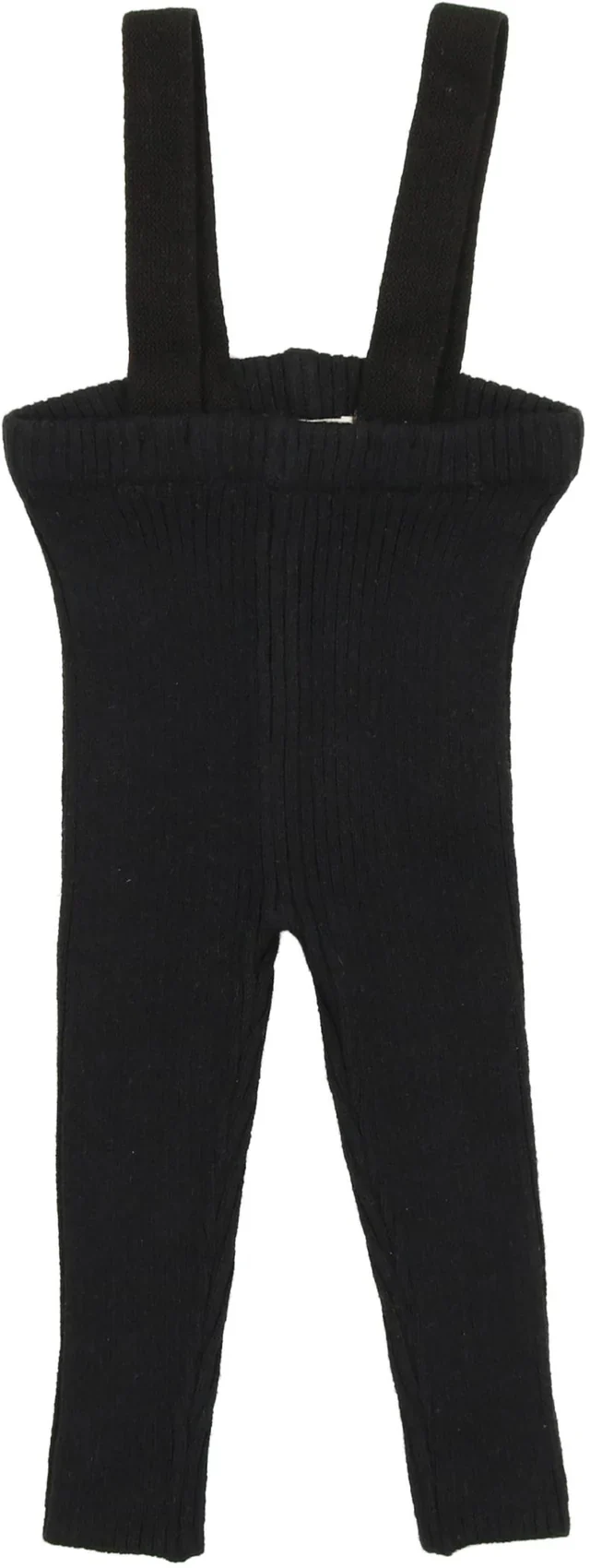 Lil Legs Knit Long Suspender Leggings - Black