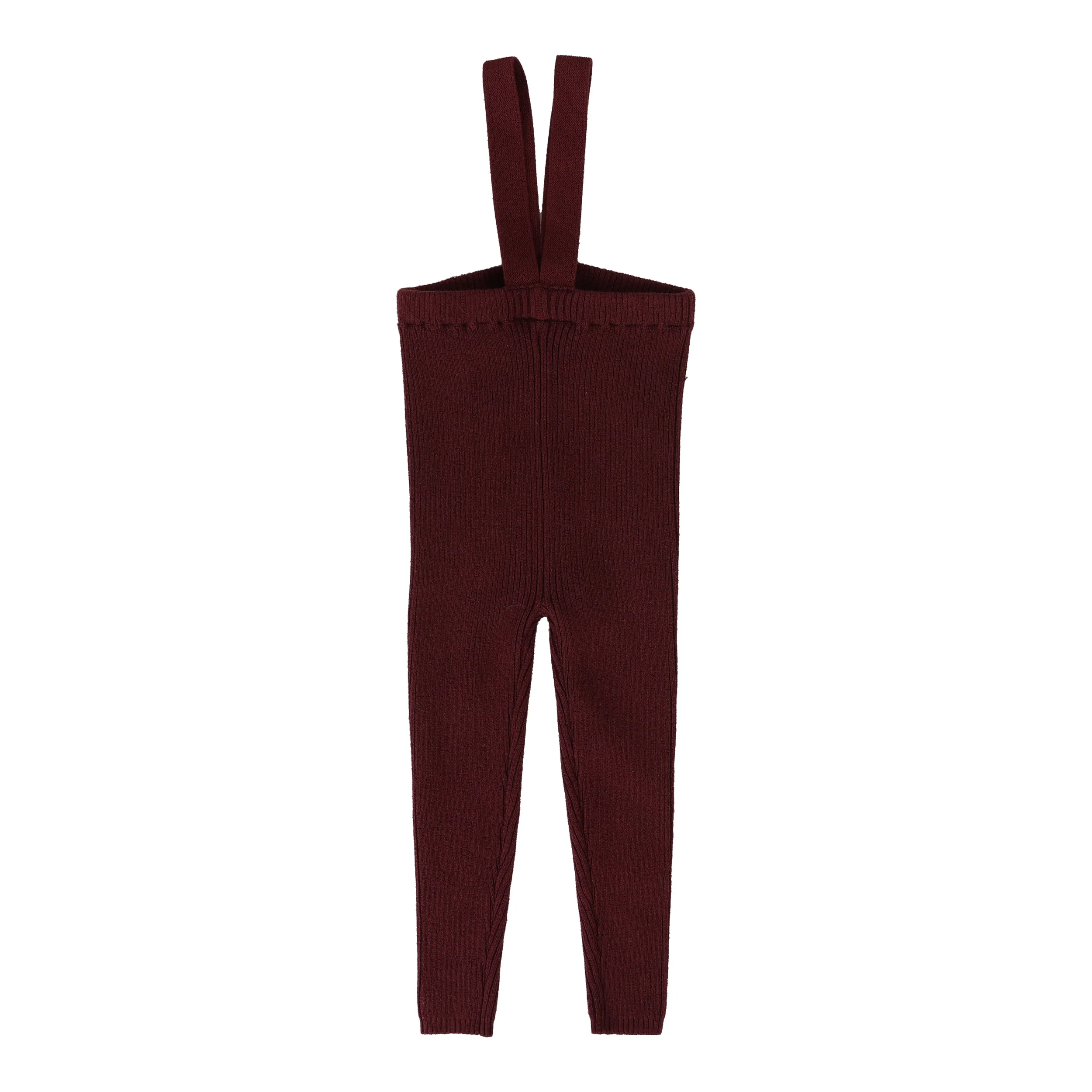 Lil Legs Knit Long Suspender Leggings - Deep Red