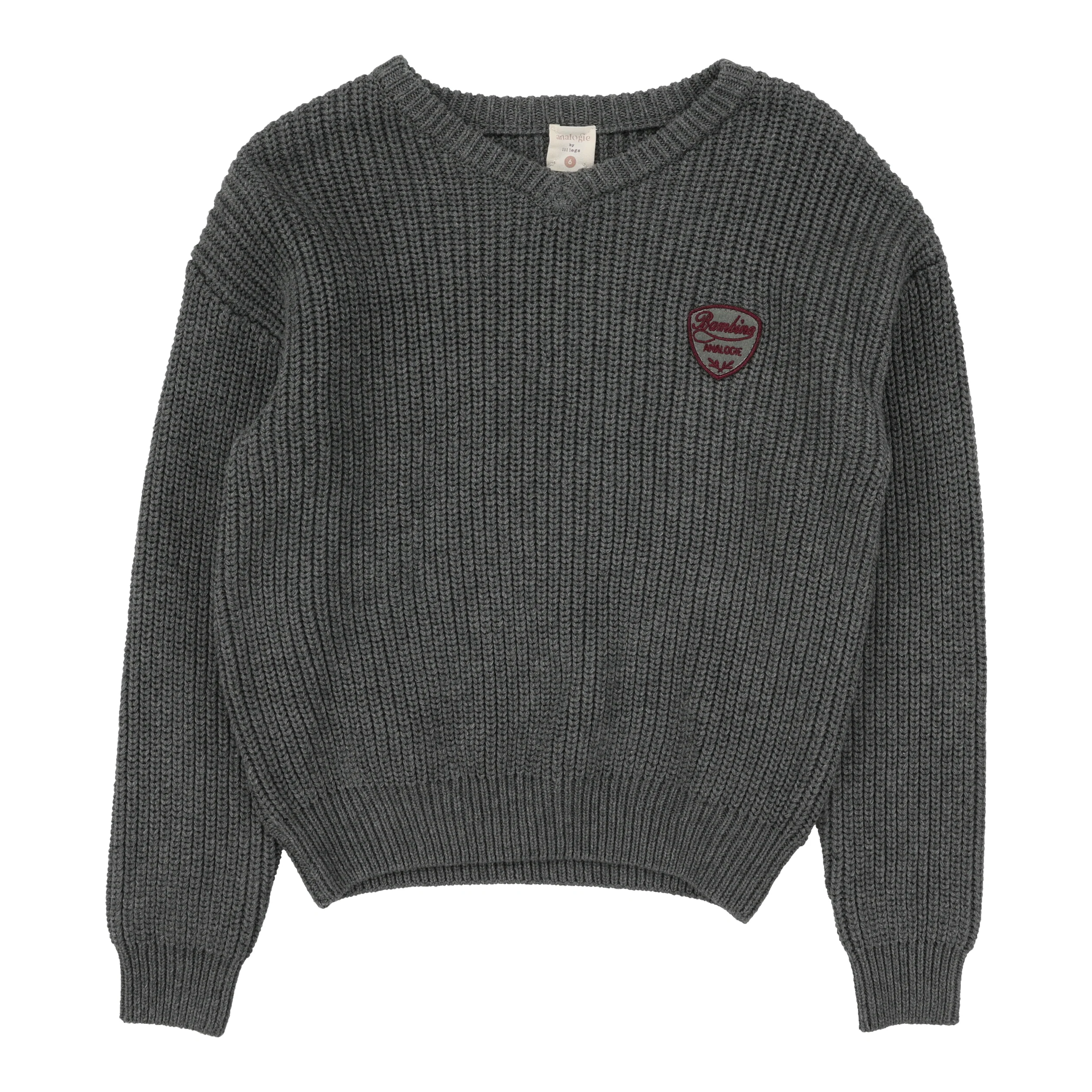 Lil Legs Knit VNeck Sweater - Mid Grey
