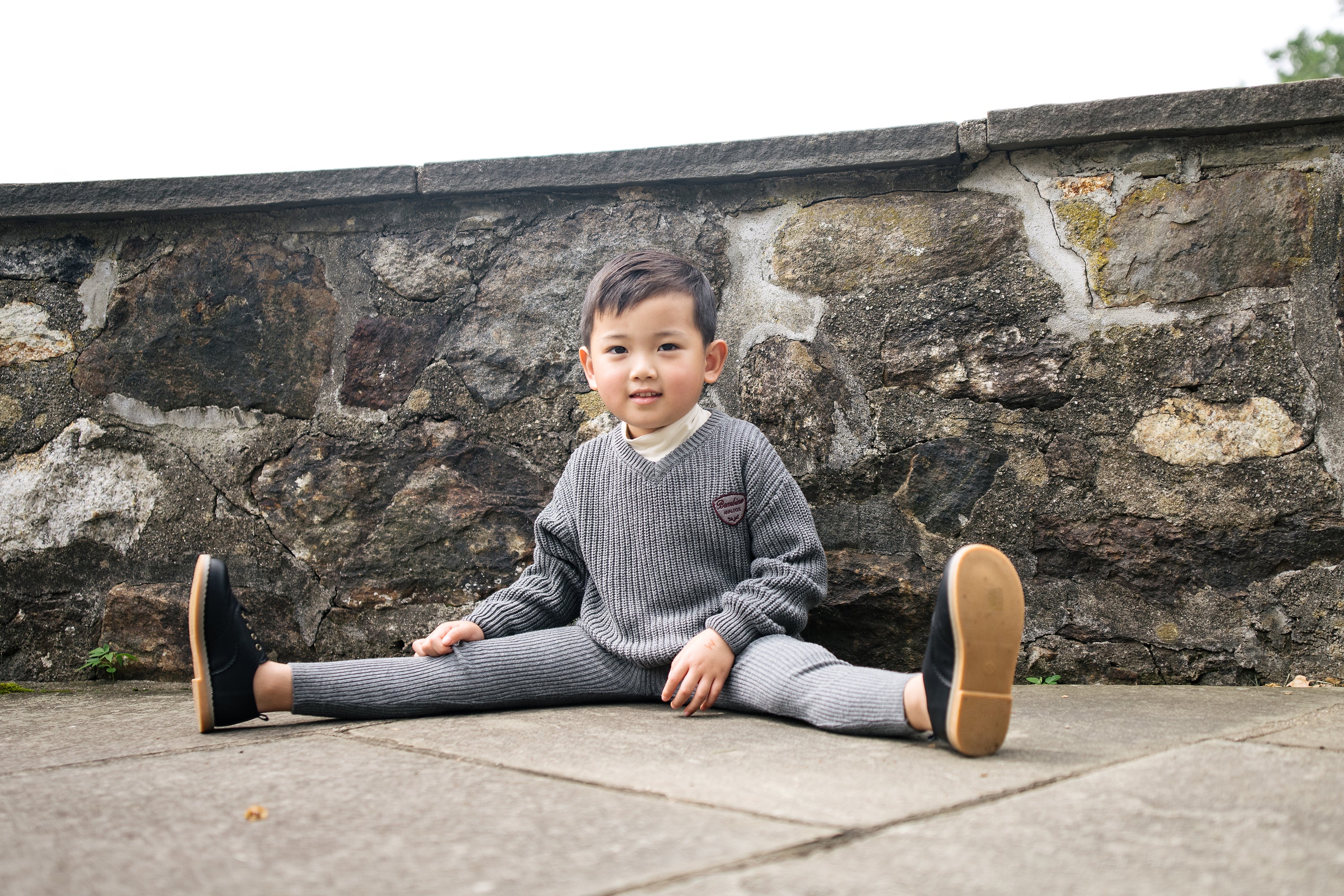 Lil Legs Knit VNeck Sweater - Mid Grey - Image 2