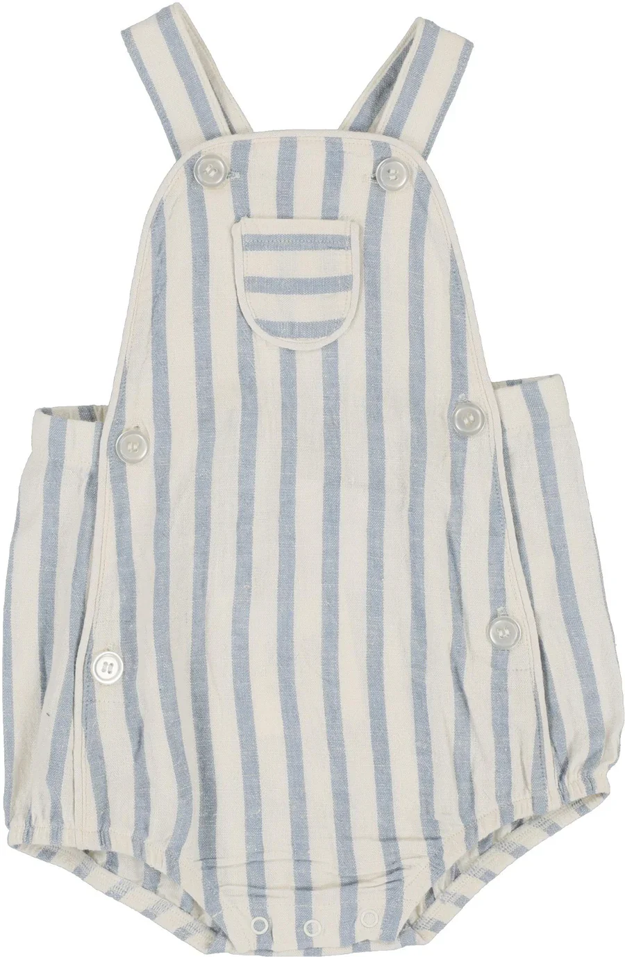 Lil Legs Linen Stripe Pocket Romper - Blue