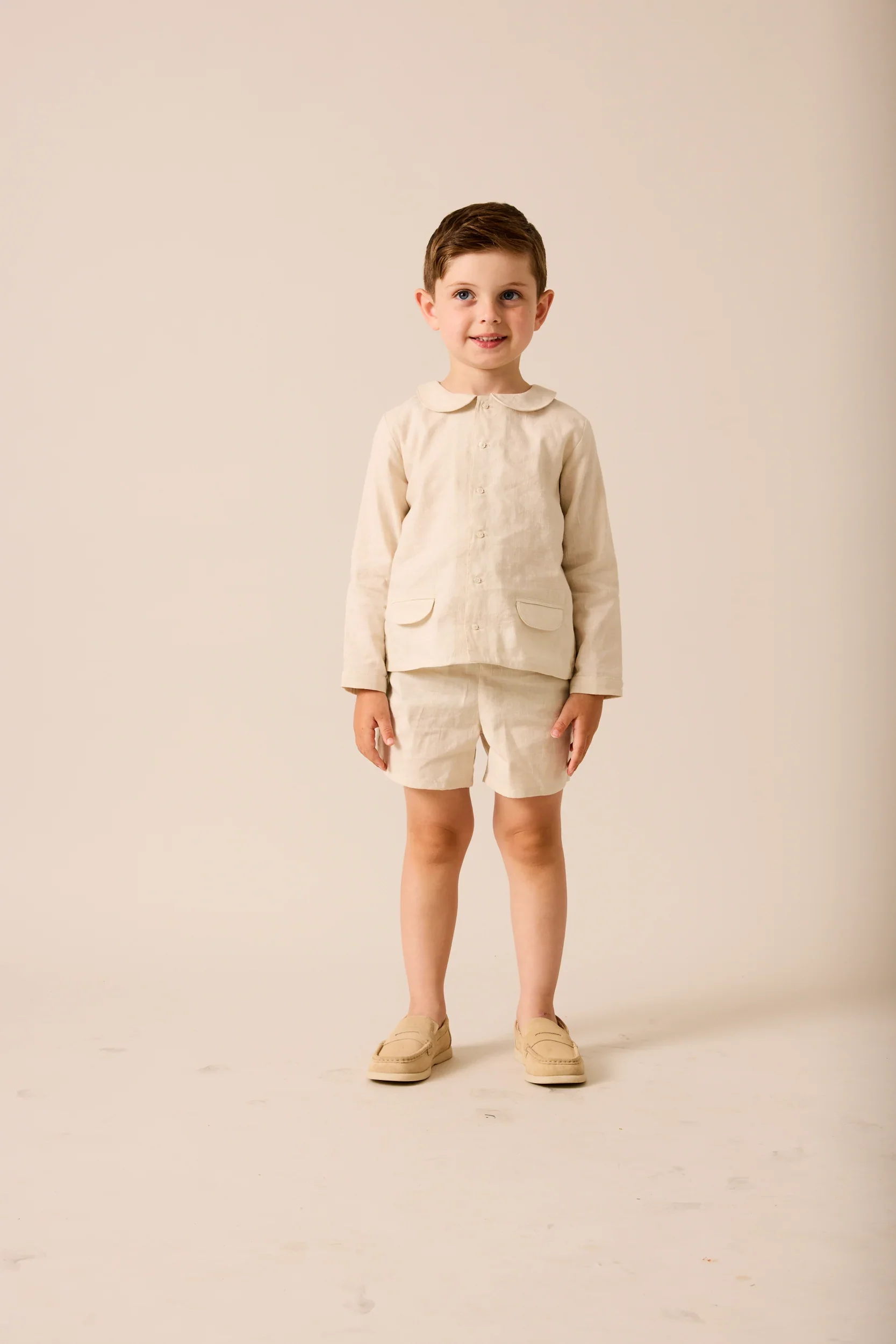 Lil Legs Linen Suit - Wheat - Image 2