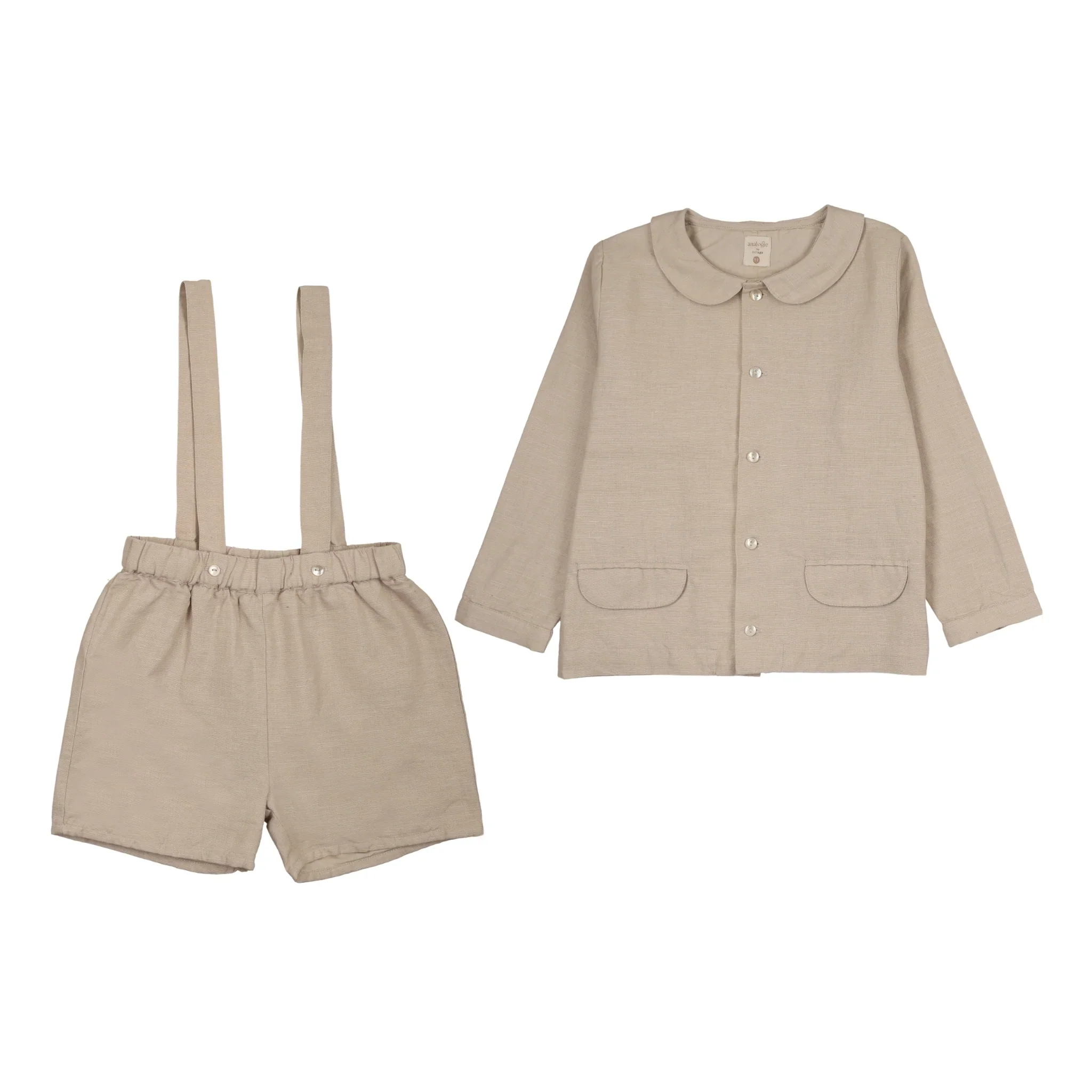 Lil Legs Linen Suit - Wheat - Image 3