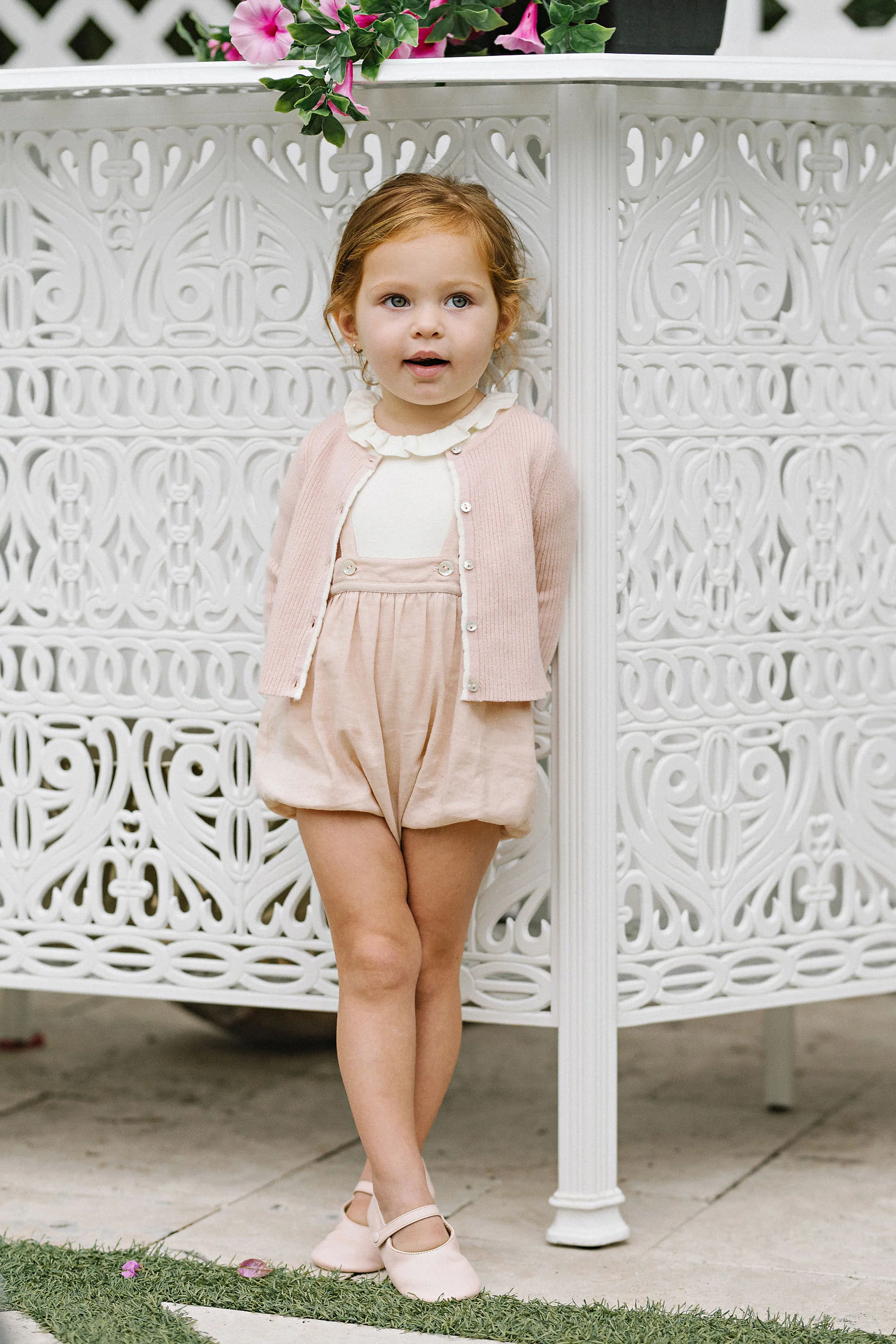 Lil Legs Linen Suspender Bloomers - Bud Pink - Image 2