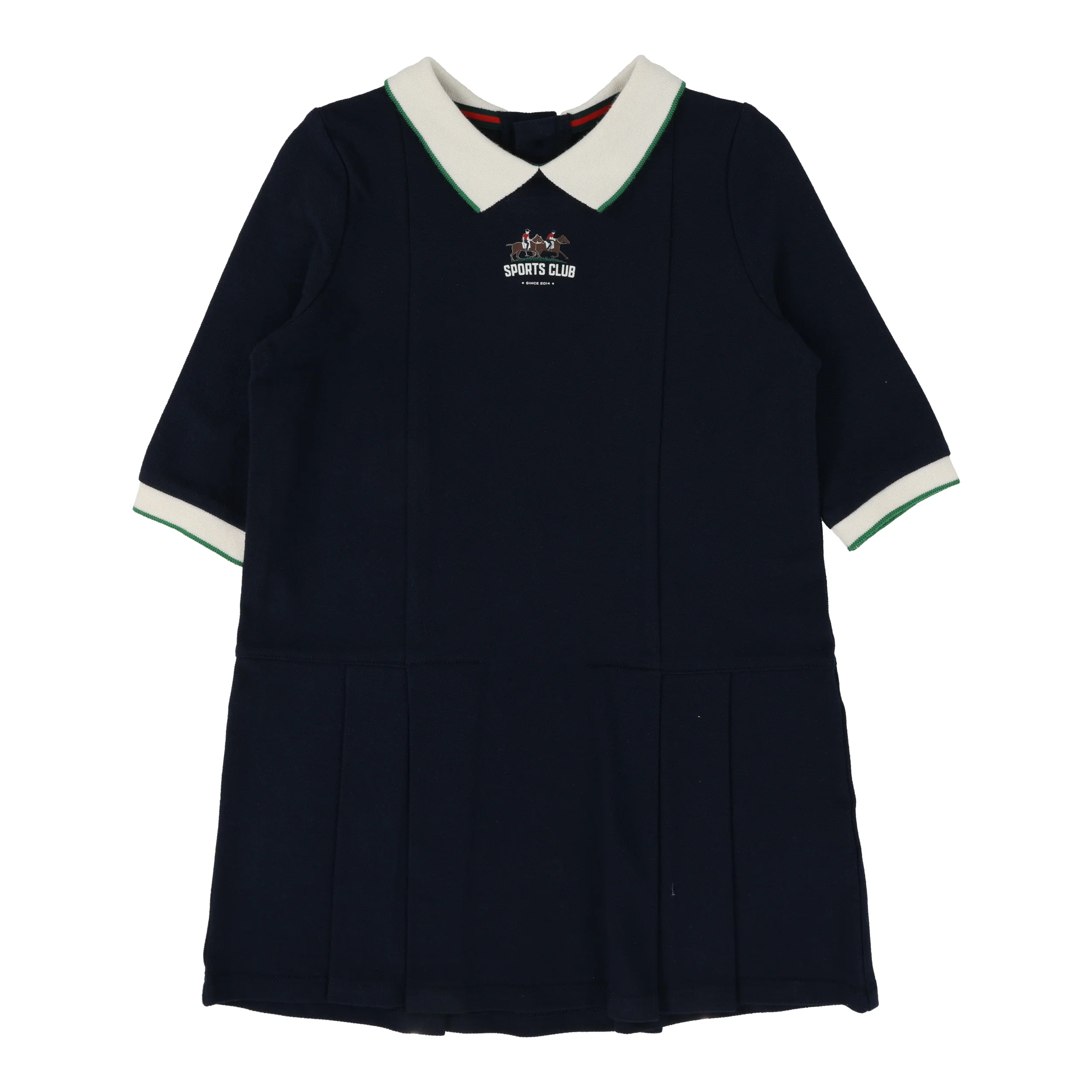 Lil Legs Pique Dress Long Sleeve - Navy
