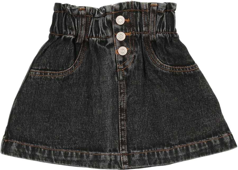 Lil Legs Paperbag Skirt - Black Denim