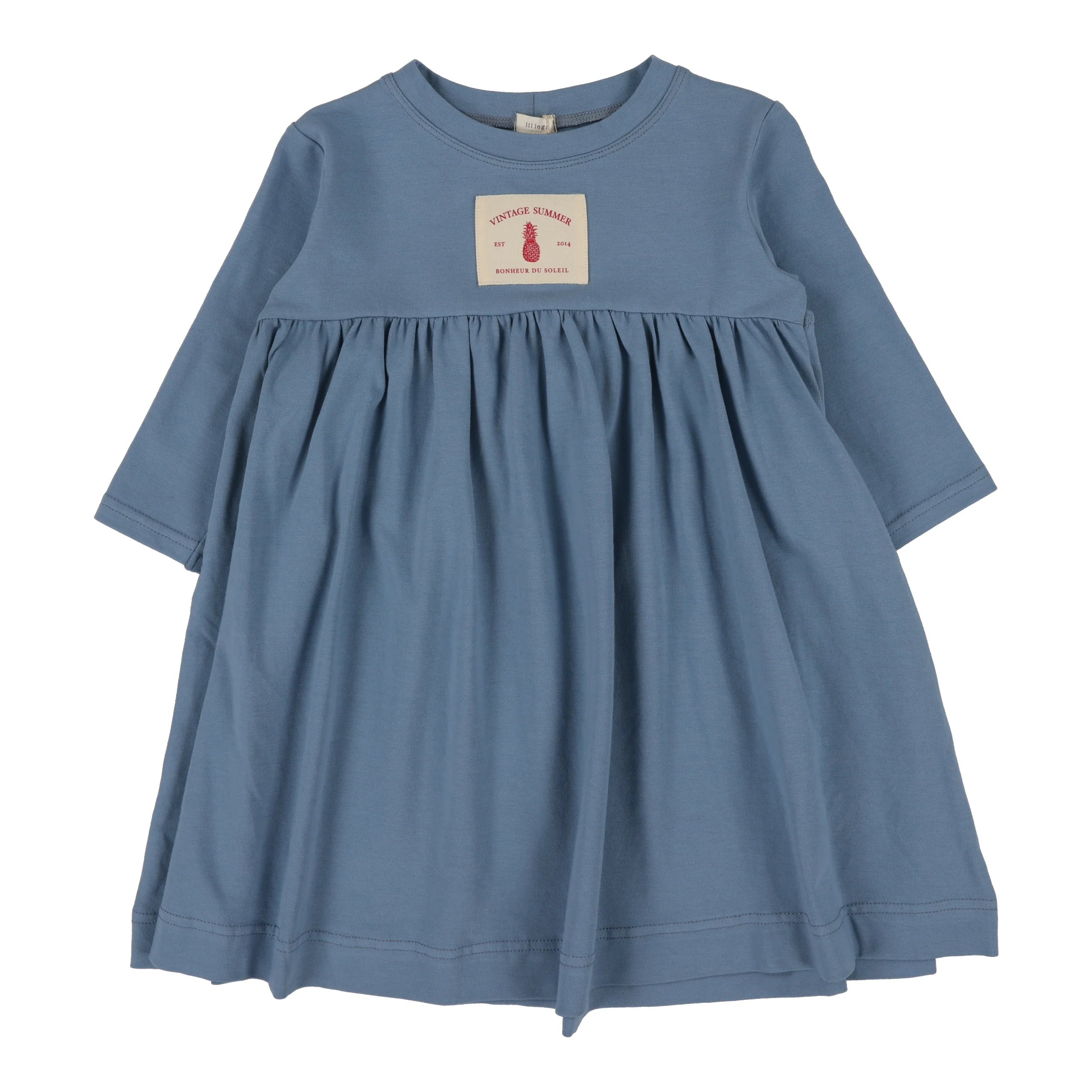 Lil Legs Patch Dress 3/4 Sleeve - Blue