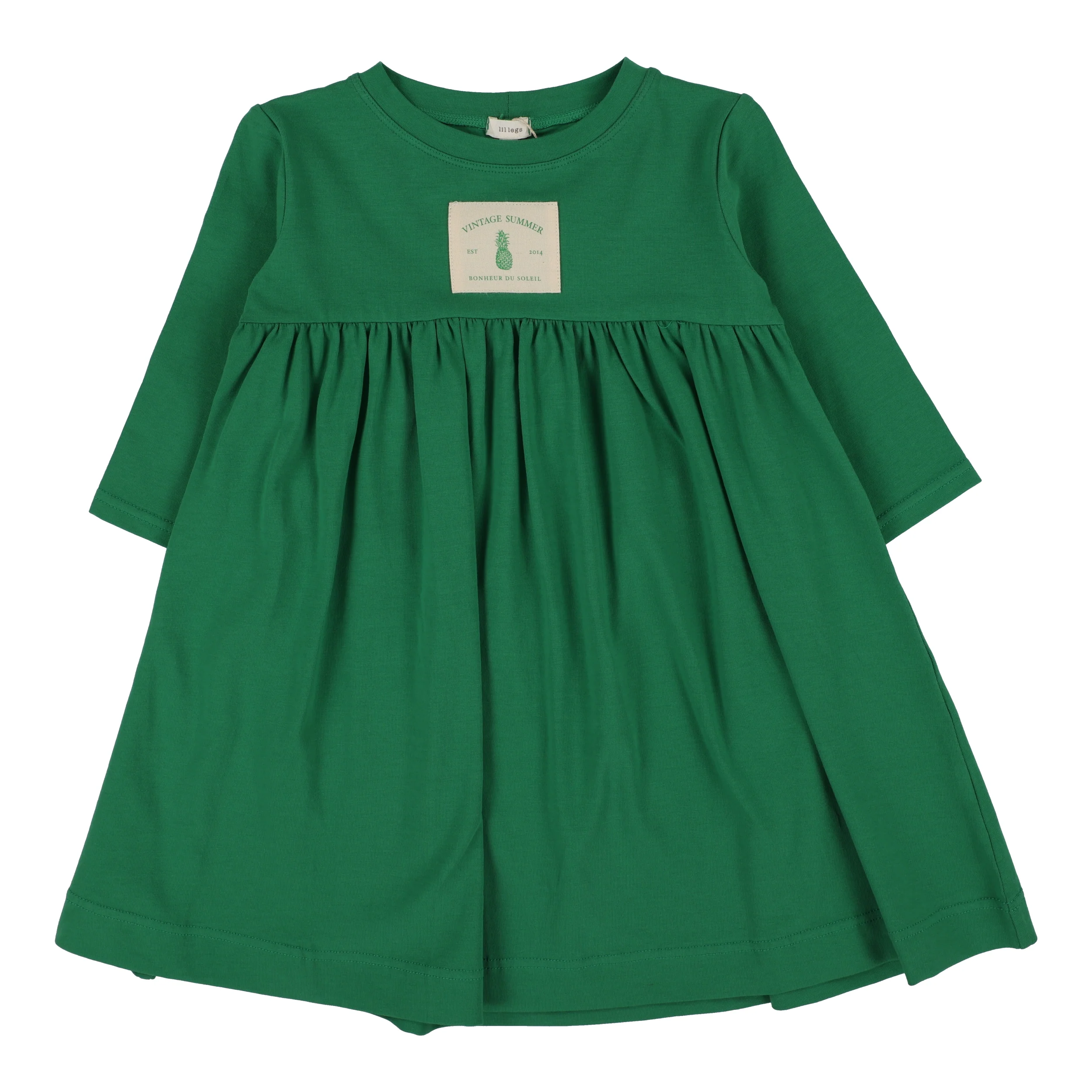 Lil Legs Patch Dress 3/4 Sleeve - Green