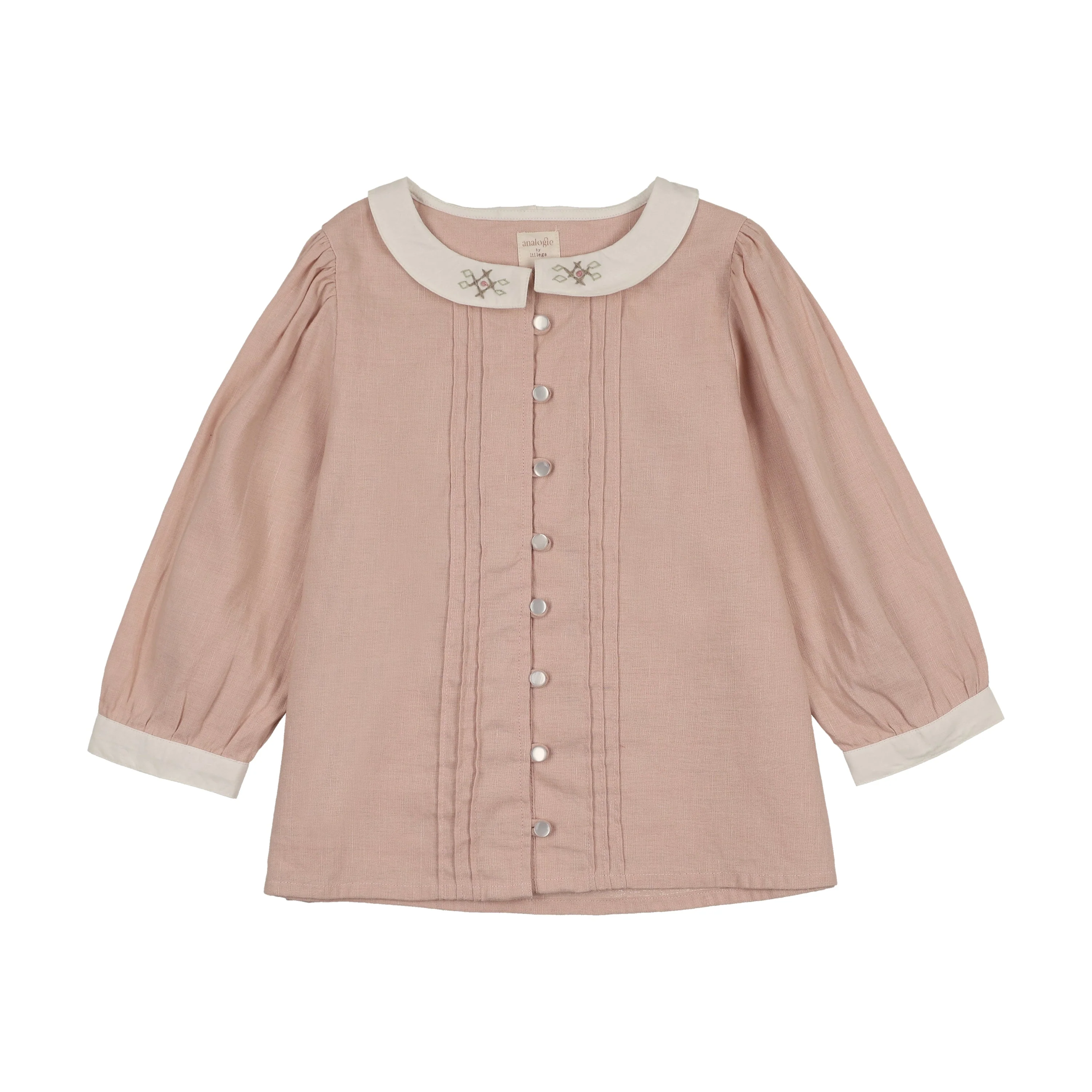 Lil Legs Pintuck Collar Blouse - Bud Pink (3/4 Sleeve)