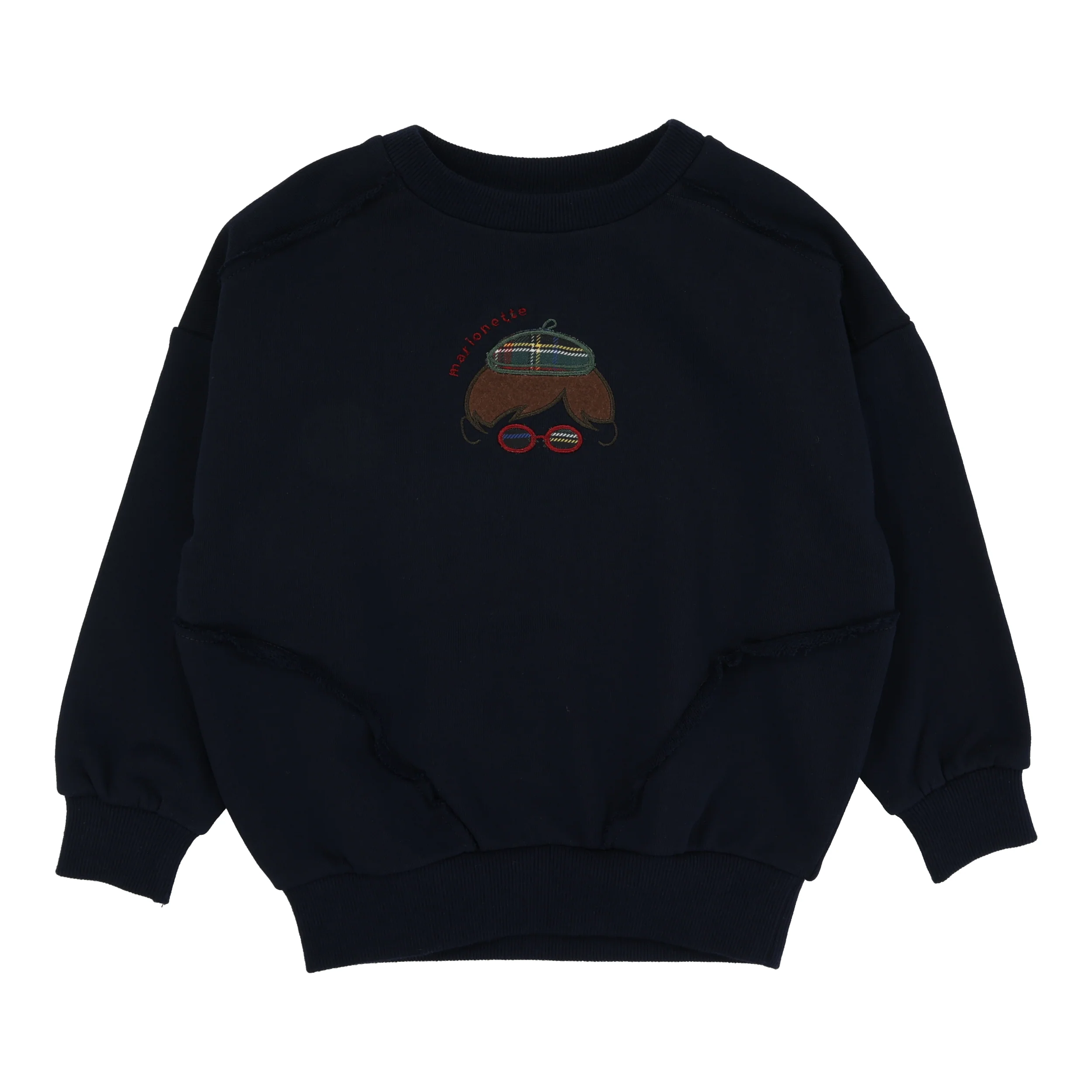 Lil Legs Plaid Detail Boys Sweatshirt - Navy