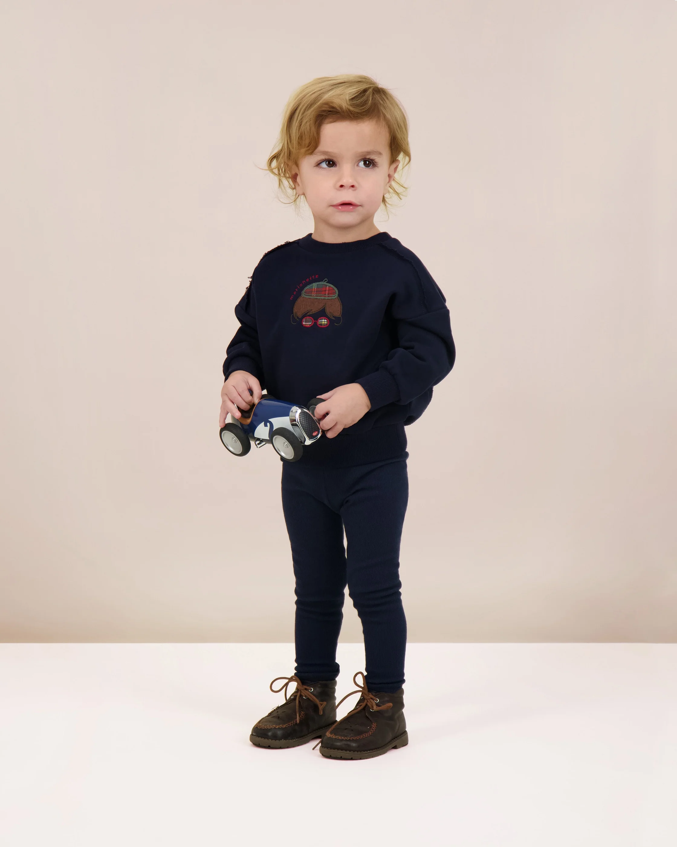 Lil Legs Plaid Detail Boys Sweatshirt - Navy - Image 2
