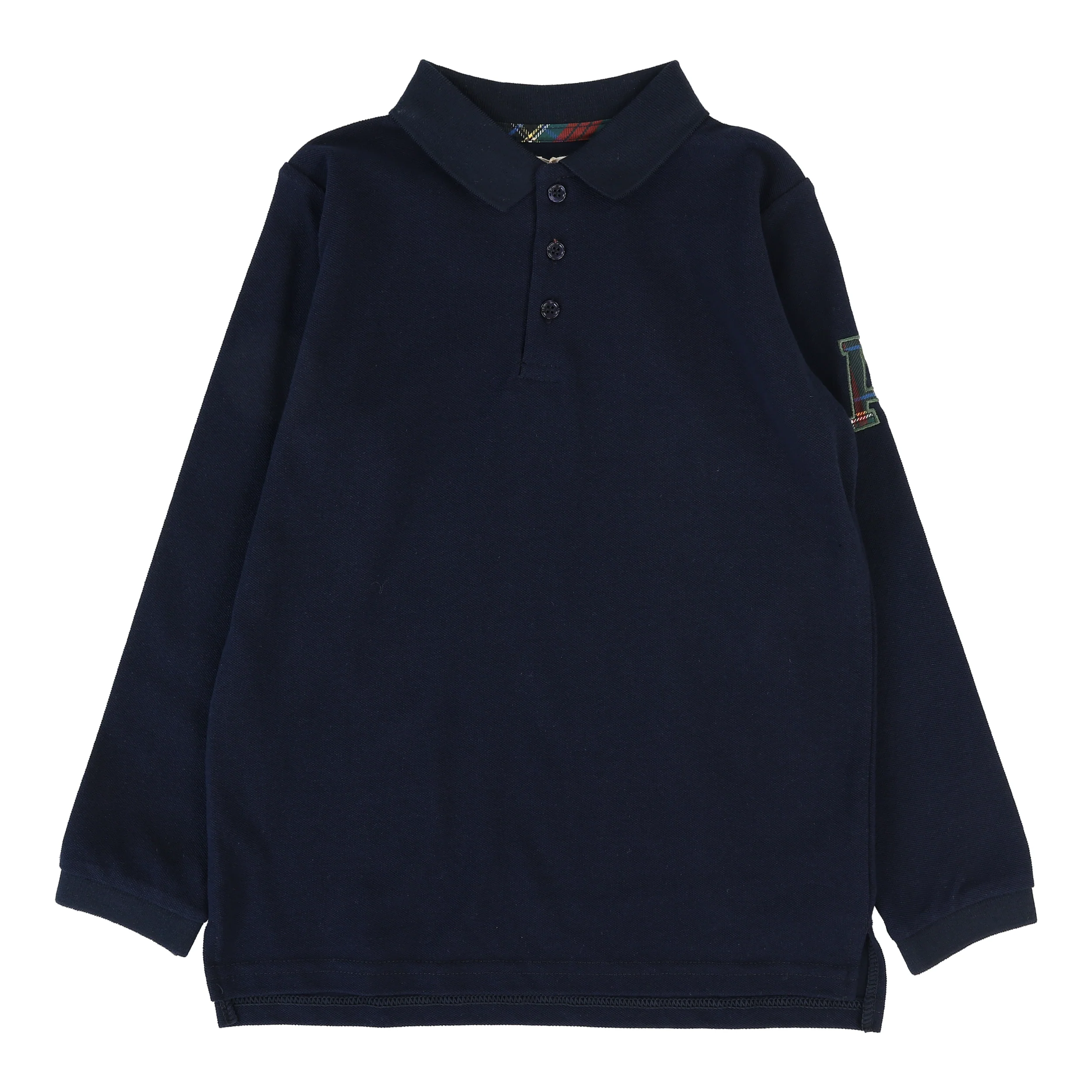 Lil Legs Plaid Detail Polo - Navy