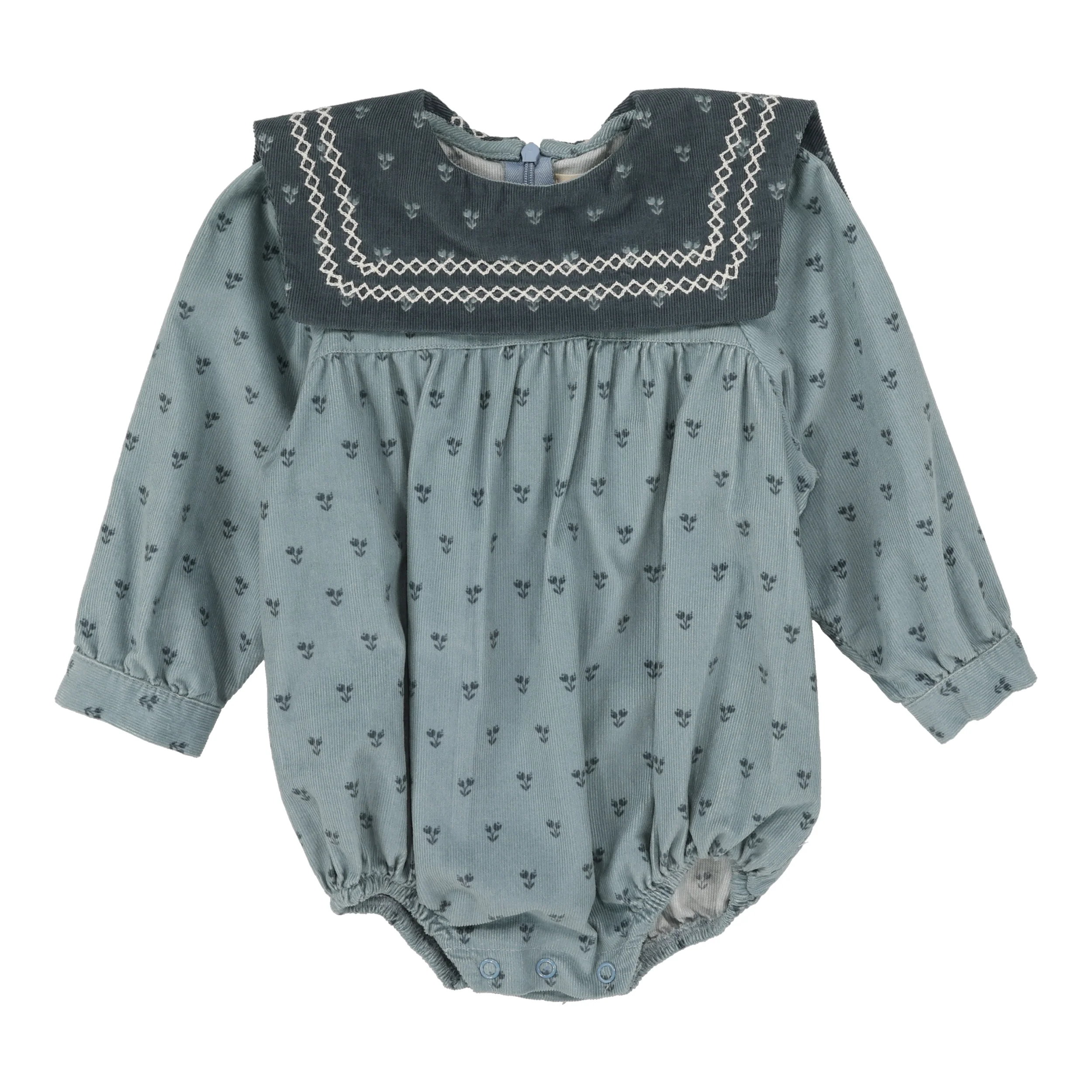 Lil Legs Primrose Romper - Dusty Blue