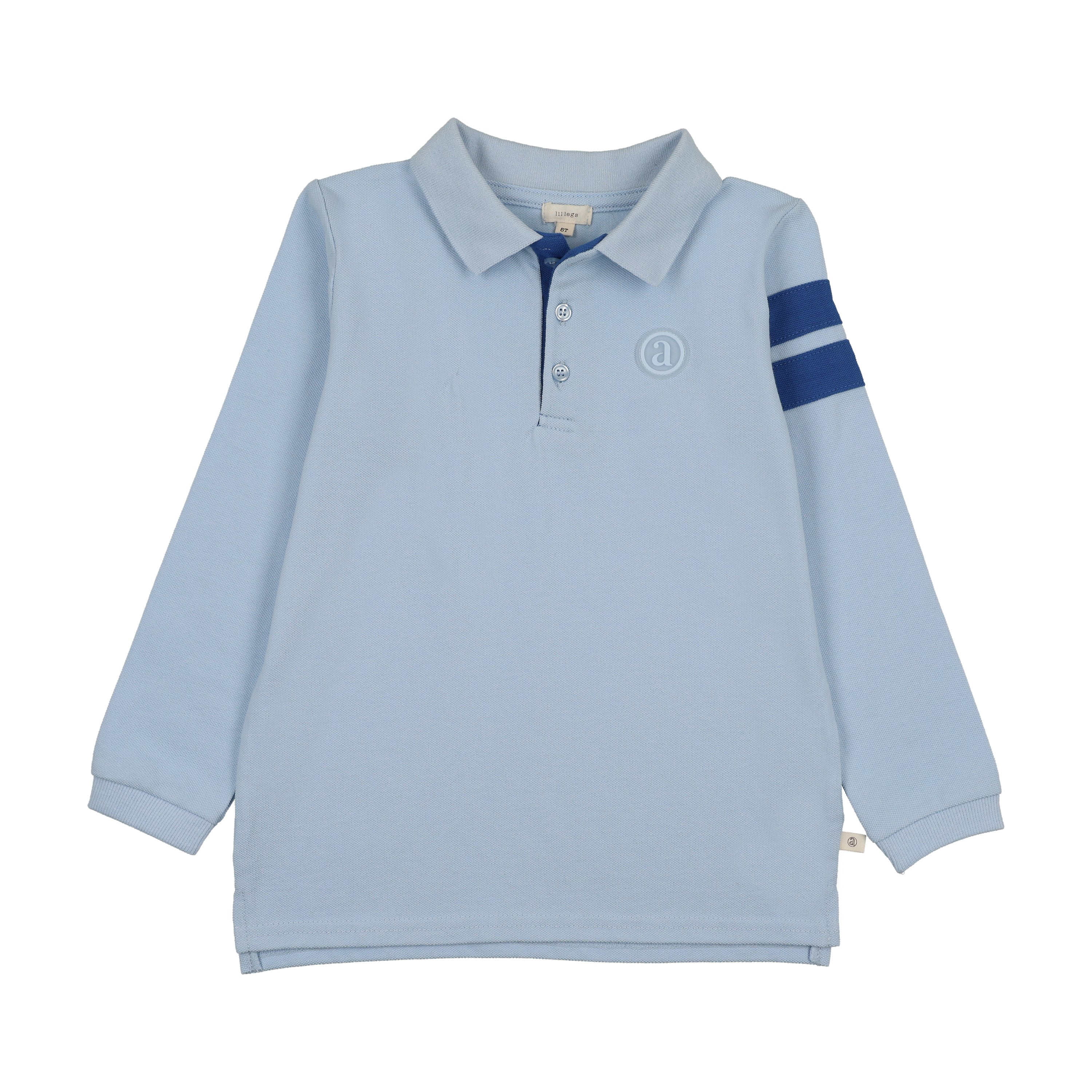 Lil Legs Stripe Detail Polo - Light Blue (Long Sleeve)