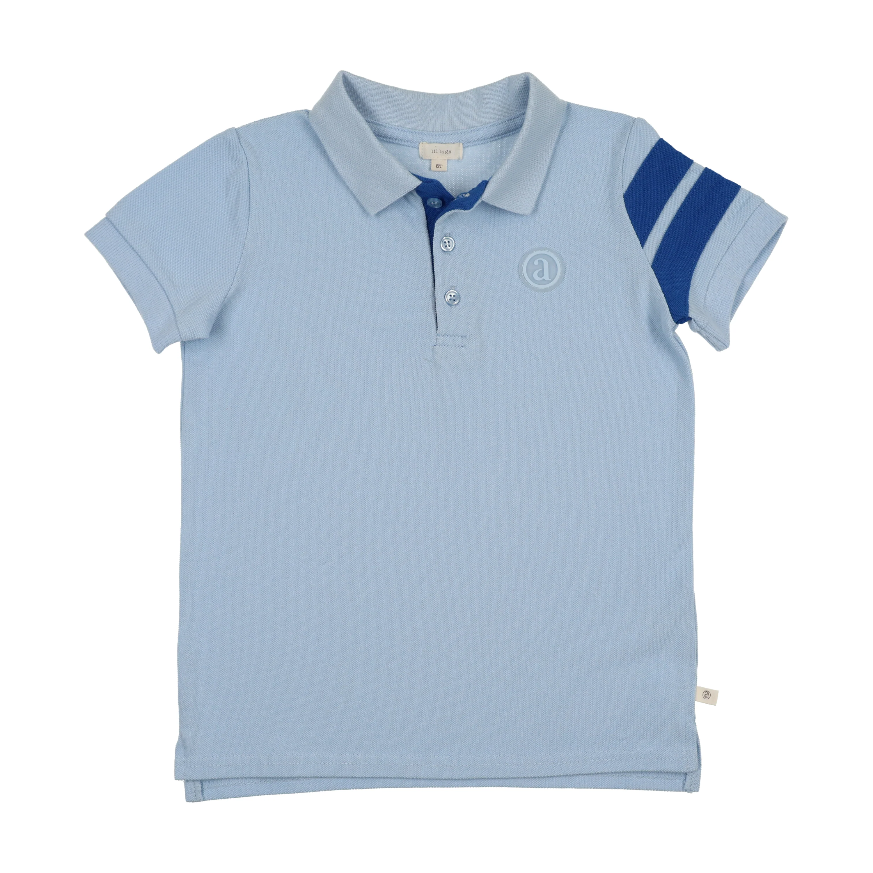 Lil Legs Stripe Detail Polo - Light Blue (Short Sleeve)