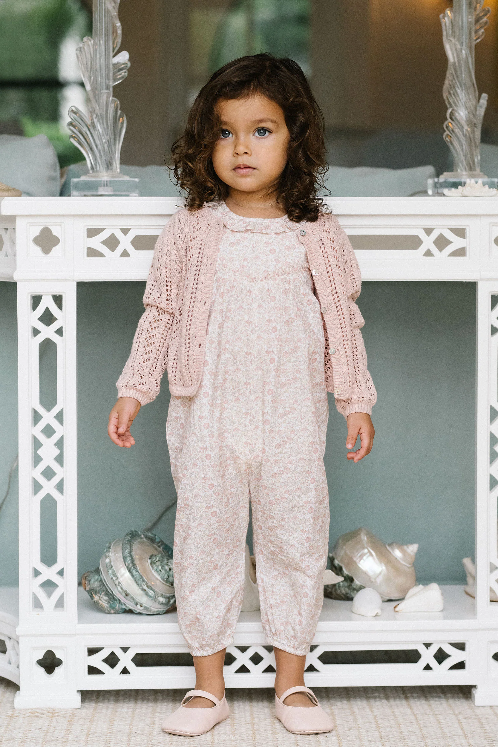 Lil Legs Sunny Blossoms Long Romper - Bud Pink - Image 2