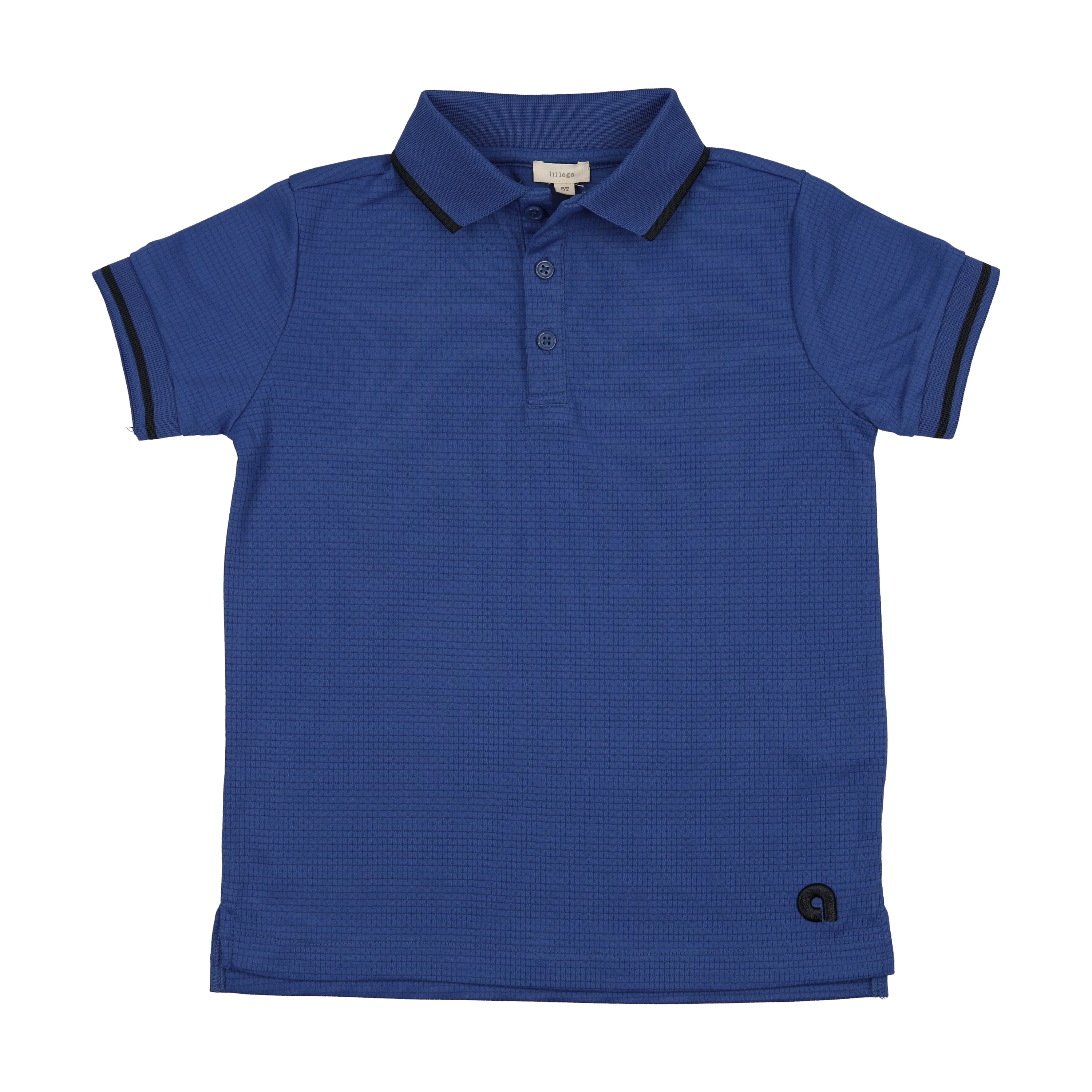 Lil Legs Textured Sports Polo  - Electric Blue (Short Sleeve)