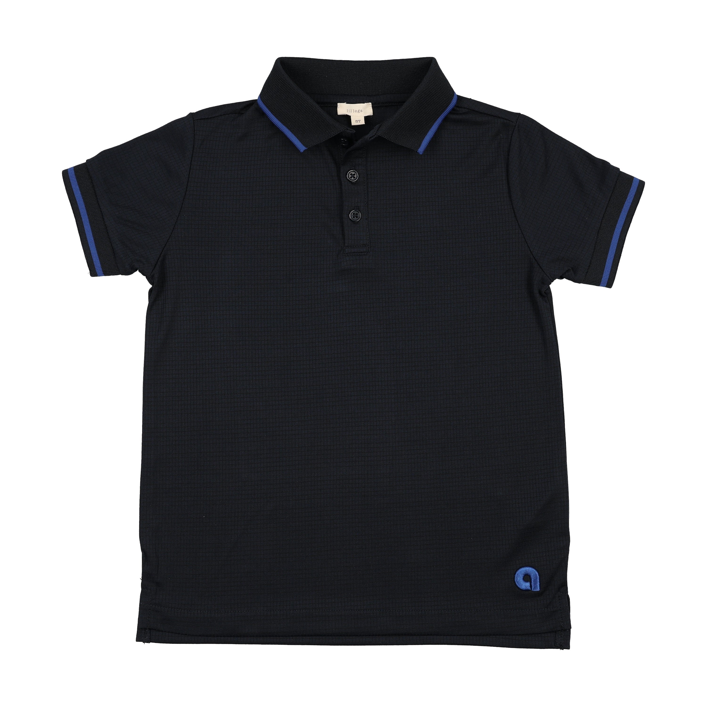 Lil Legs Textured Sports Polo  - Navy (Short Sleeve)