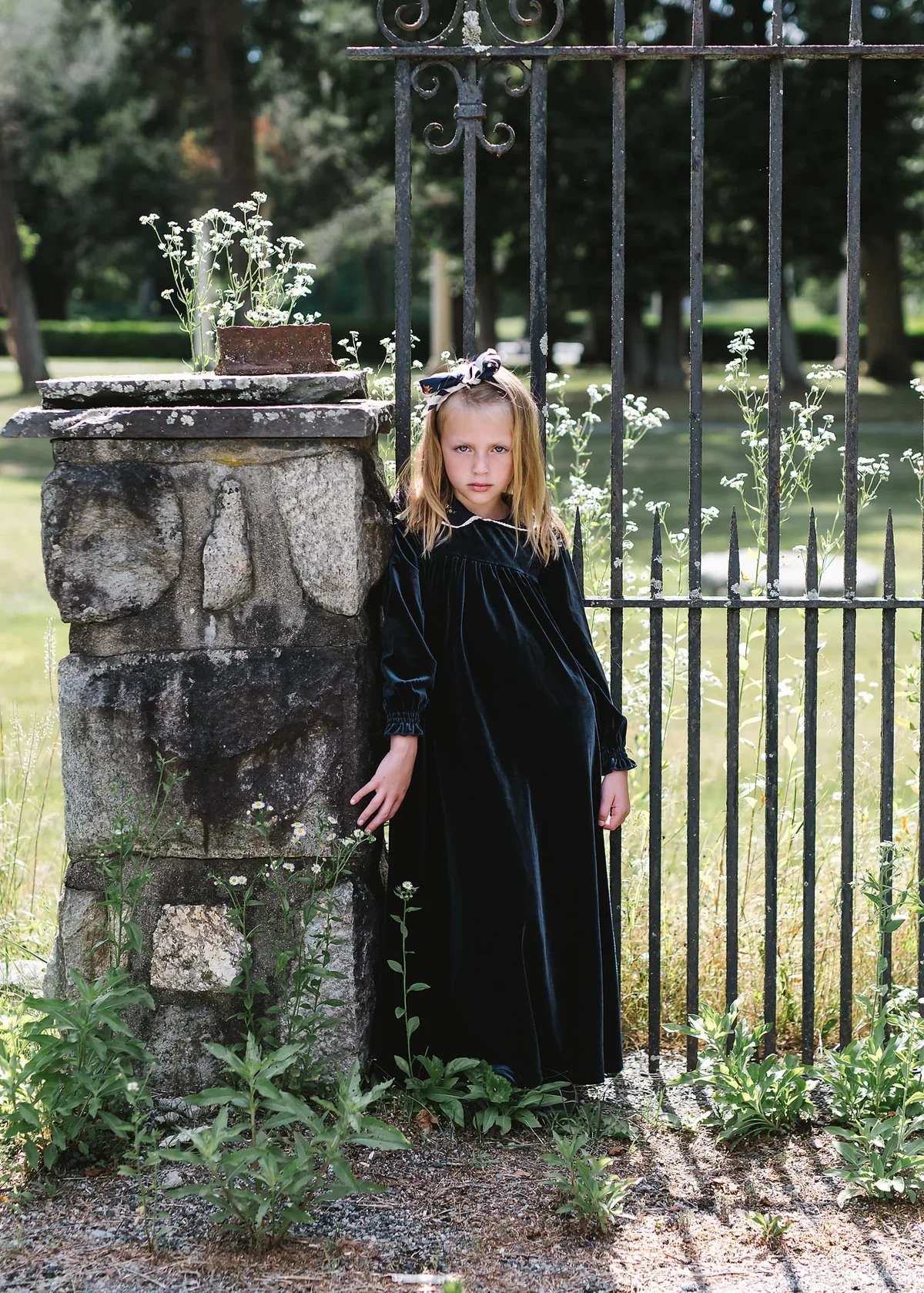 Lil Legs Velour Collar Maxi - Navy - Image 2