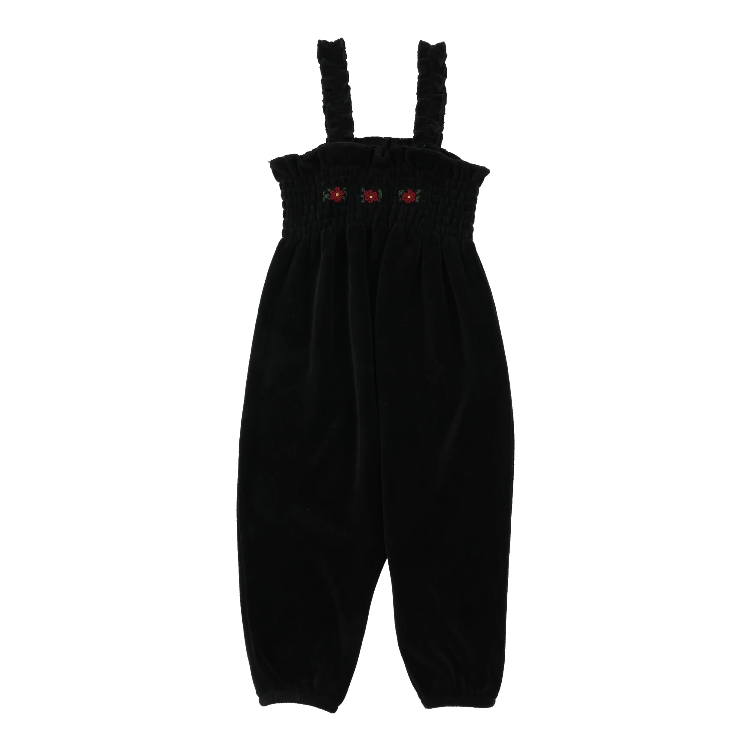 Lil Legs Velour Smocked Romper - Black