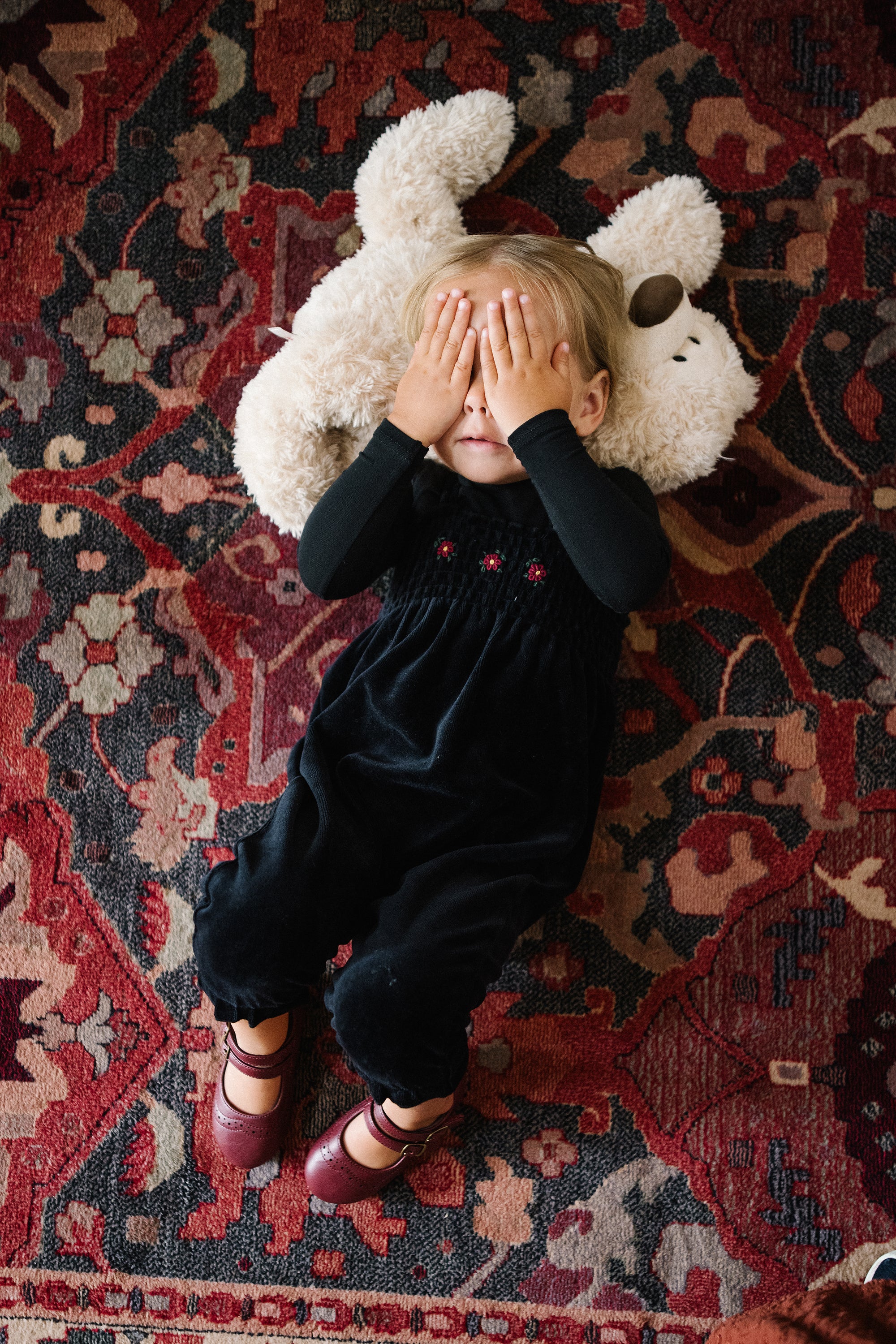 Lil Legs Velour Smocked Romper - Black - Image 3