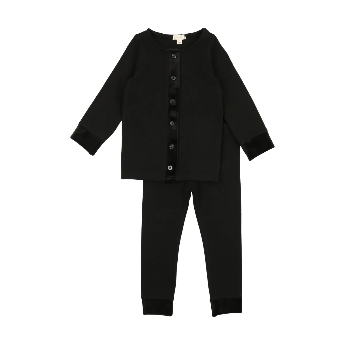 Lil Leggs Velour Trim Lounge Set - Black