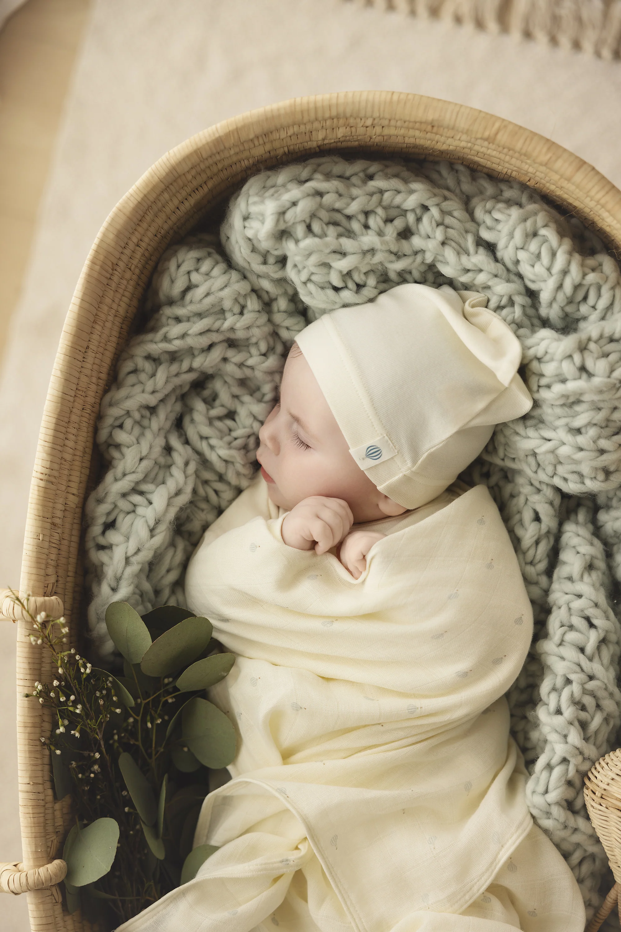 Lilette All Over Hot Air Balloon Swaddle - Cream/Blue - Image 2