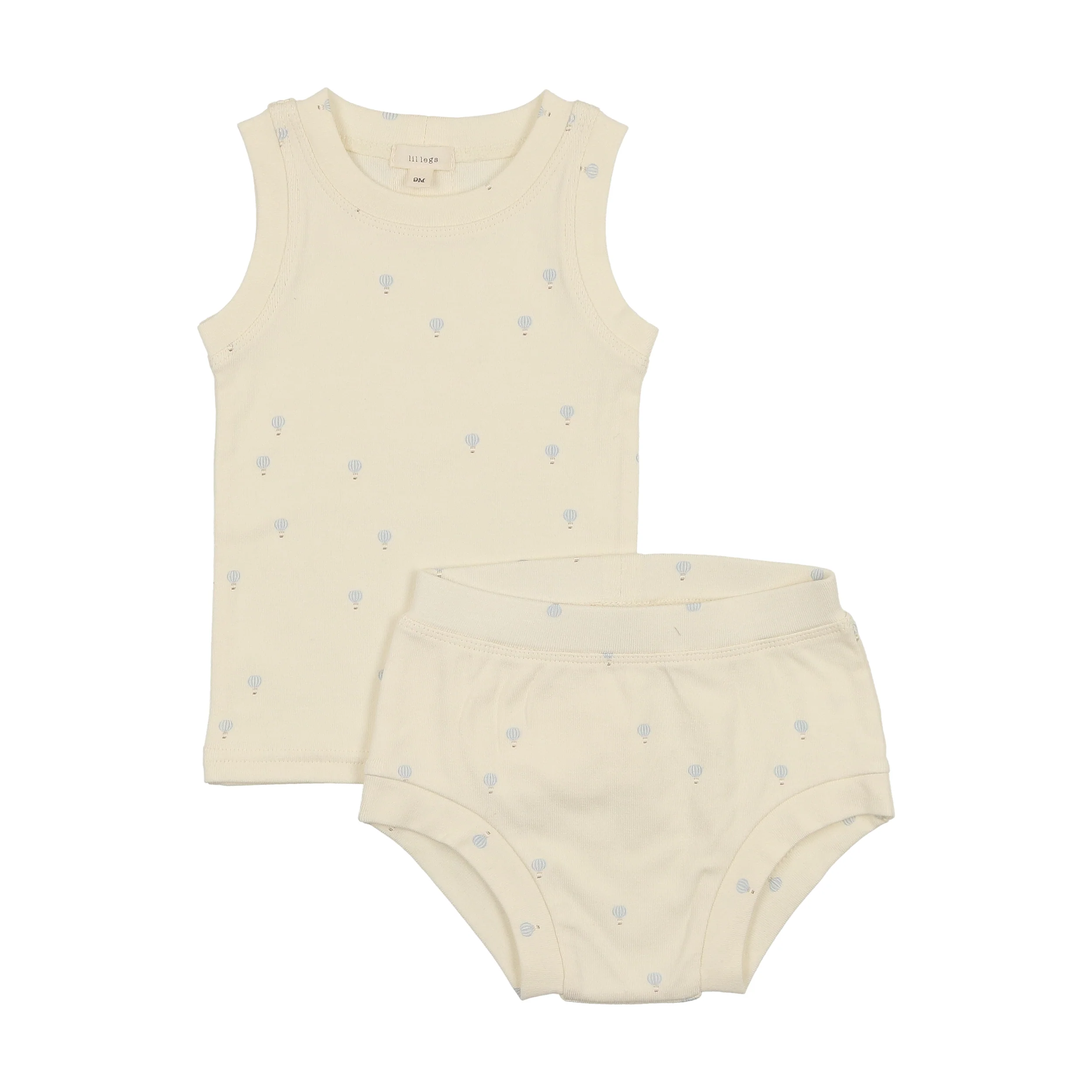 Lilette All Over Hot Air Balloon Sleeveless Set - Cream/Blue