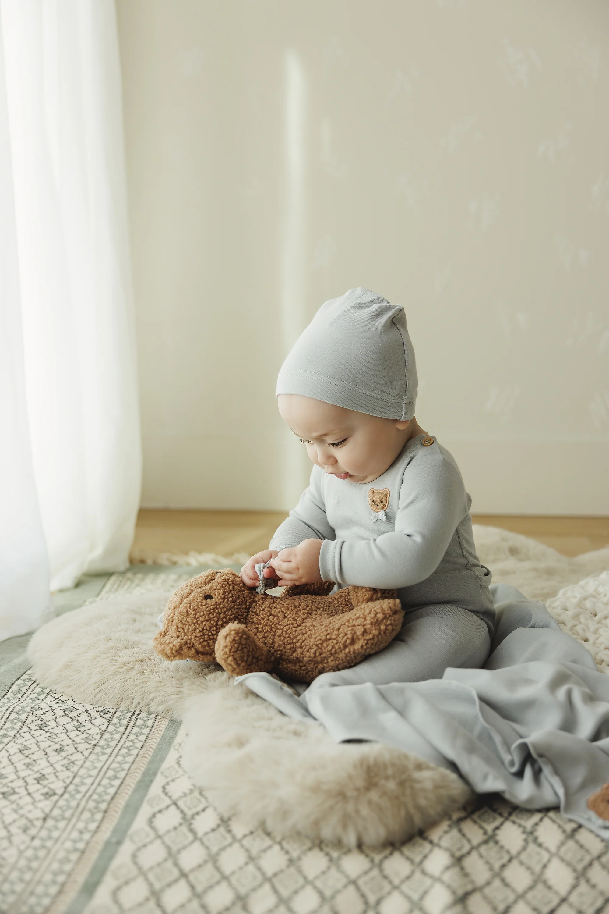 Lilette Bear Applique Layette Set - Pale Blue - Image 2