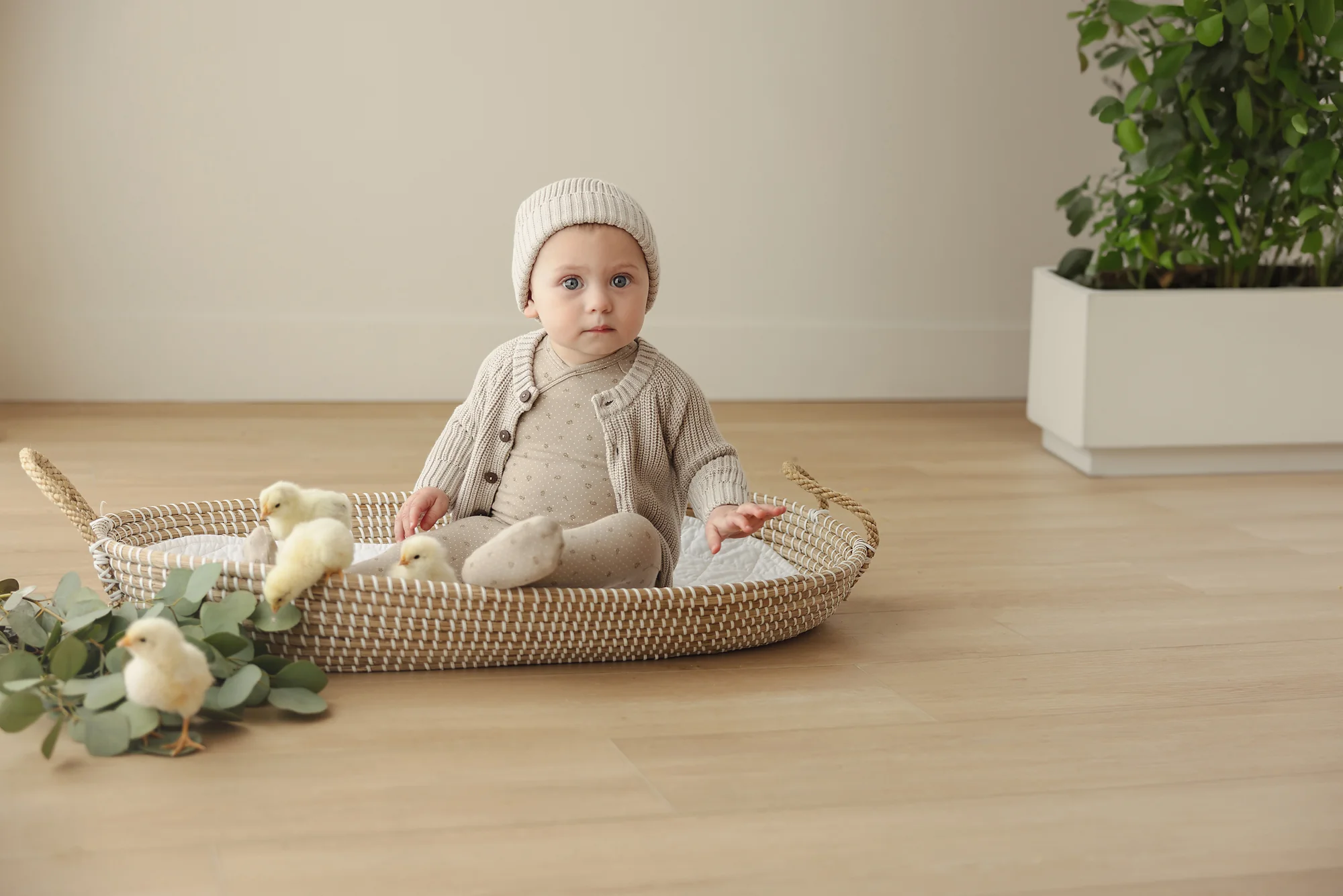 Lilette Chunky Knit Cardigan & Bonnet - Natural Taupe - Image 2