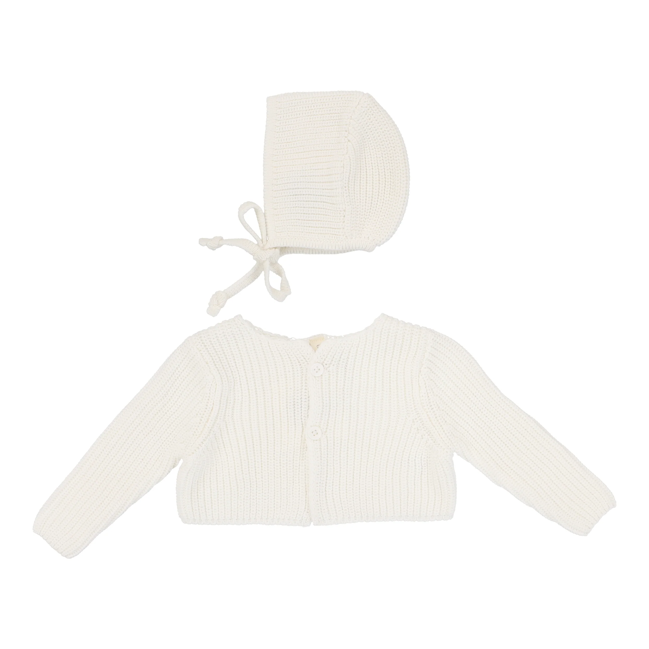 Lilette Chunky Knit Shrug and Bonnet - Winter White