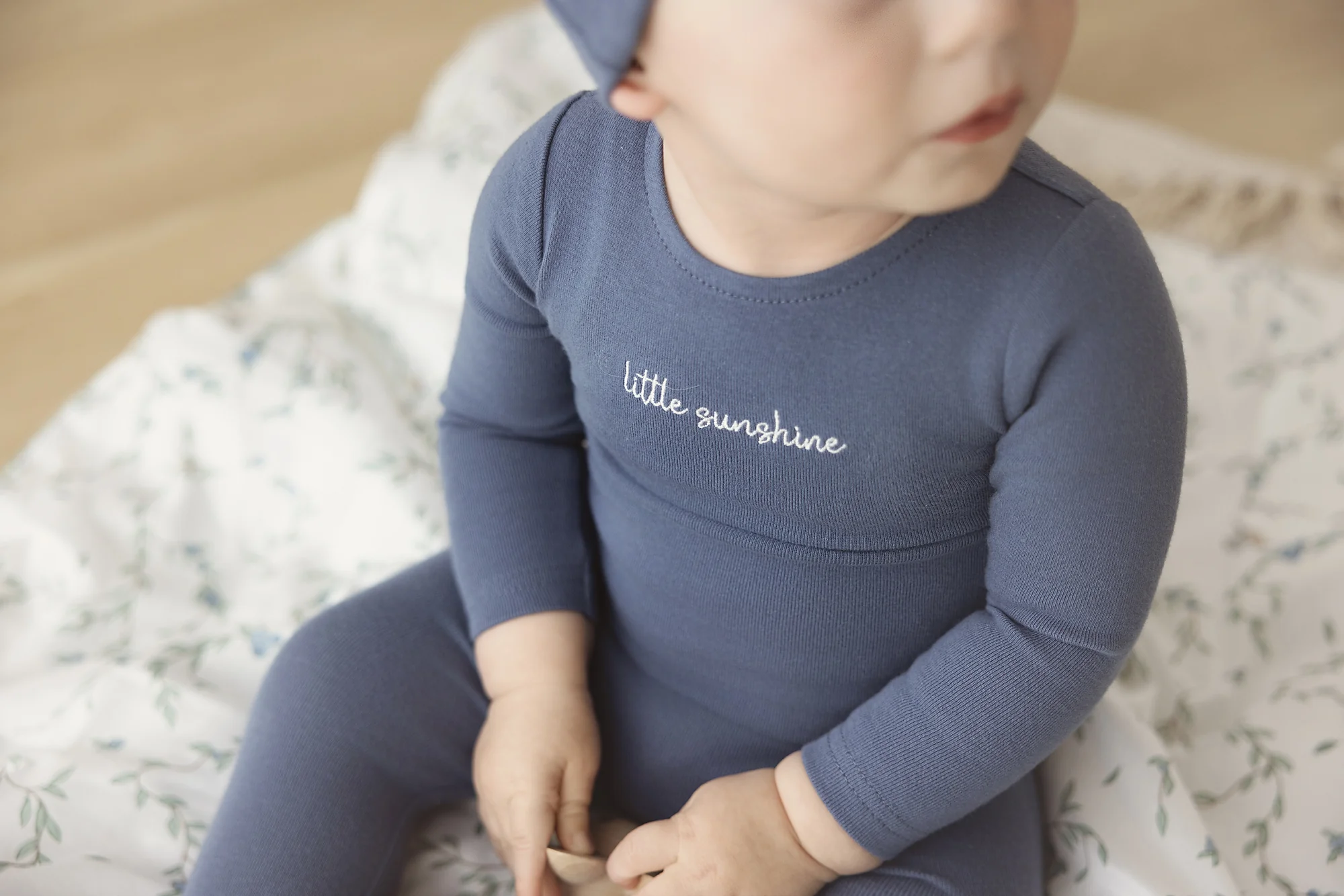 Lilette Cotton Word Footie & Beanie - Off Navy - Image 3