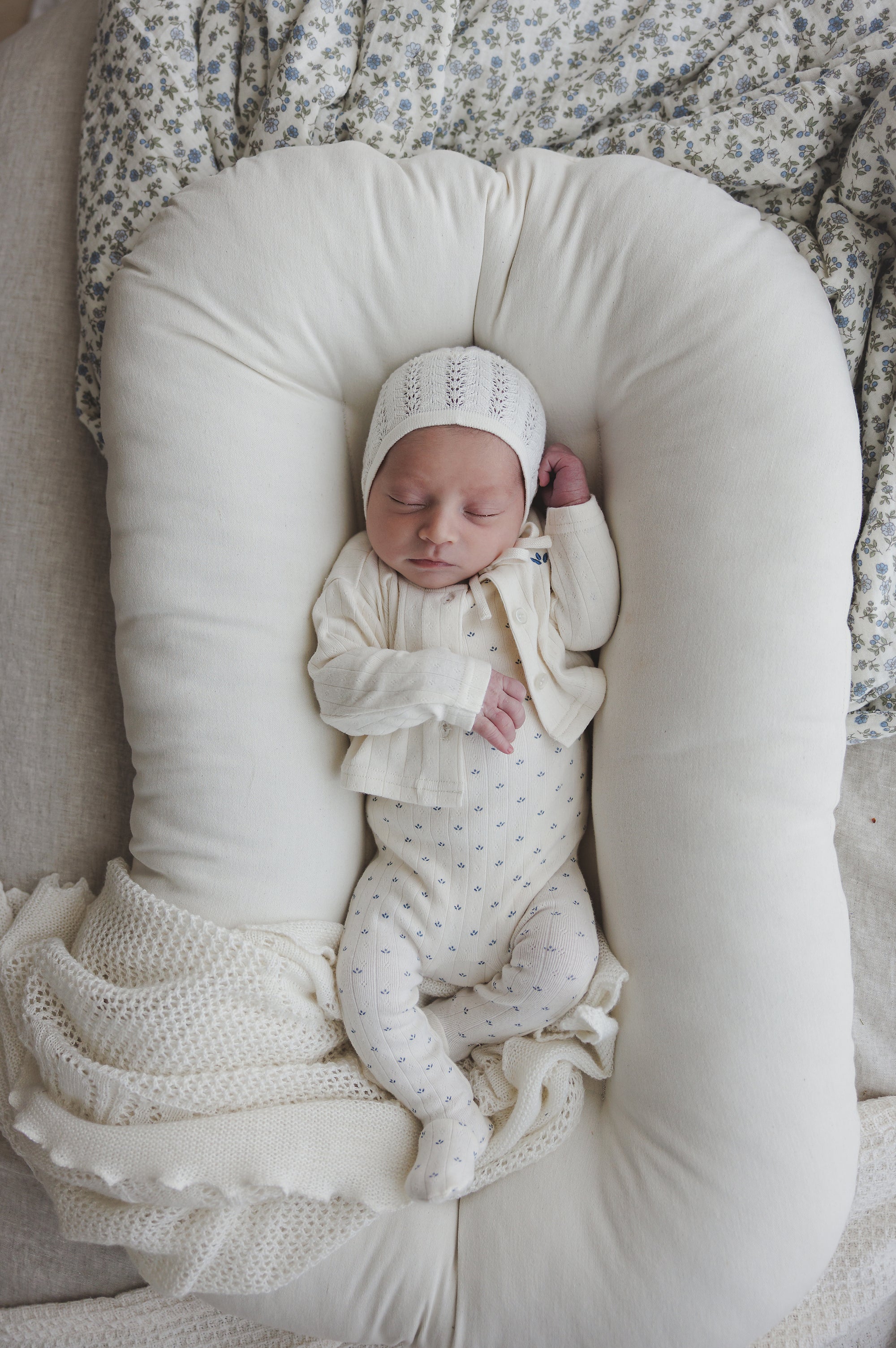 Lilette Crochet Knit Shrug And Bonnet - Cream - Image 2