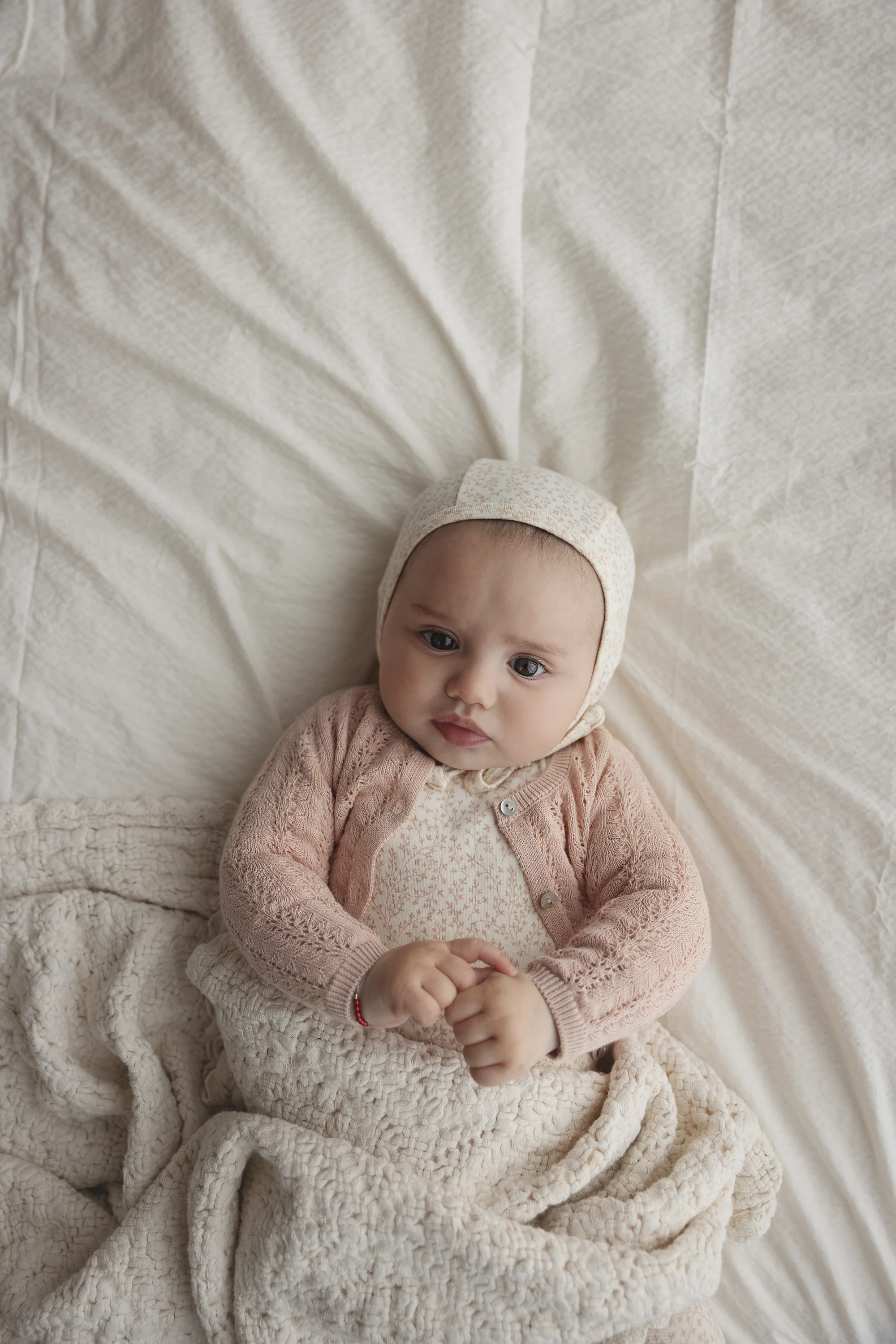 Lilette Crochet Knit Bonnet - Cream - Image 3