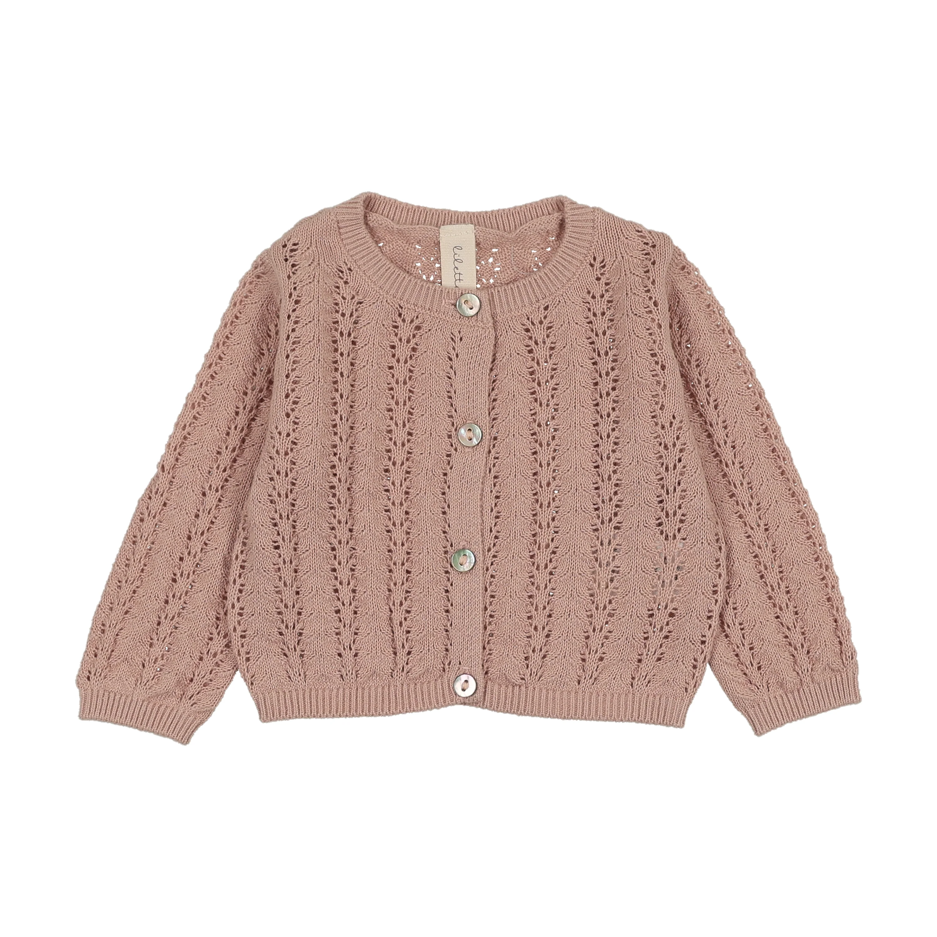 Lilette Crochet Knit Shrug And Bonnet - Dusty Pink - Image 3