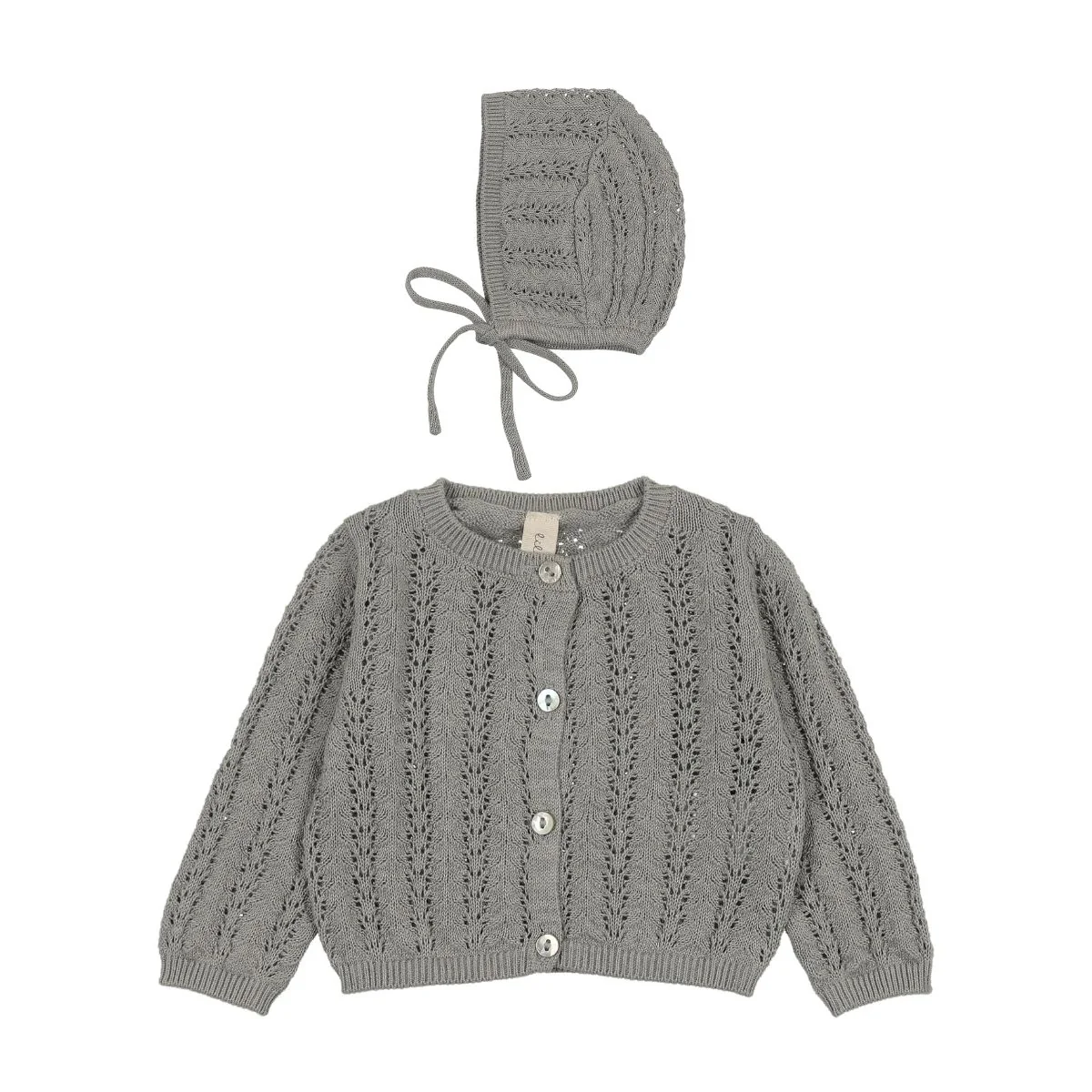 Lilette Crochet Knit Shrug And Bonnet - Light Blue
