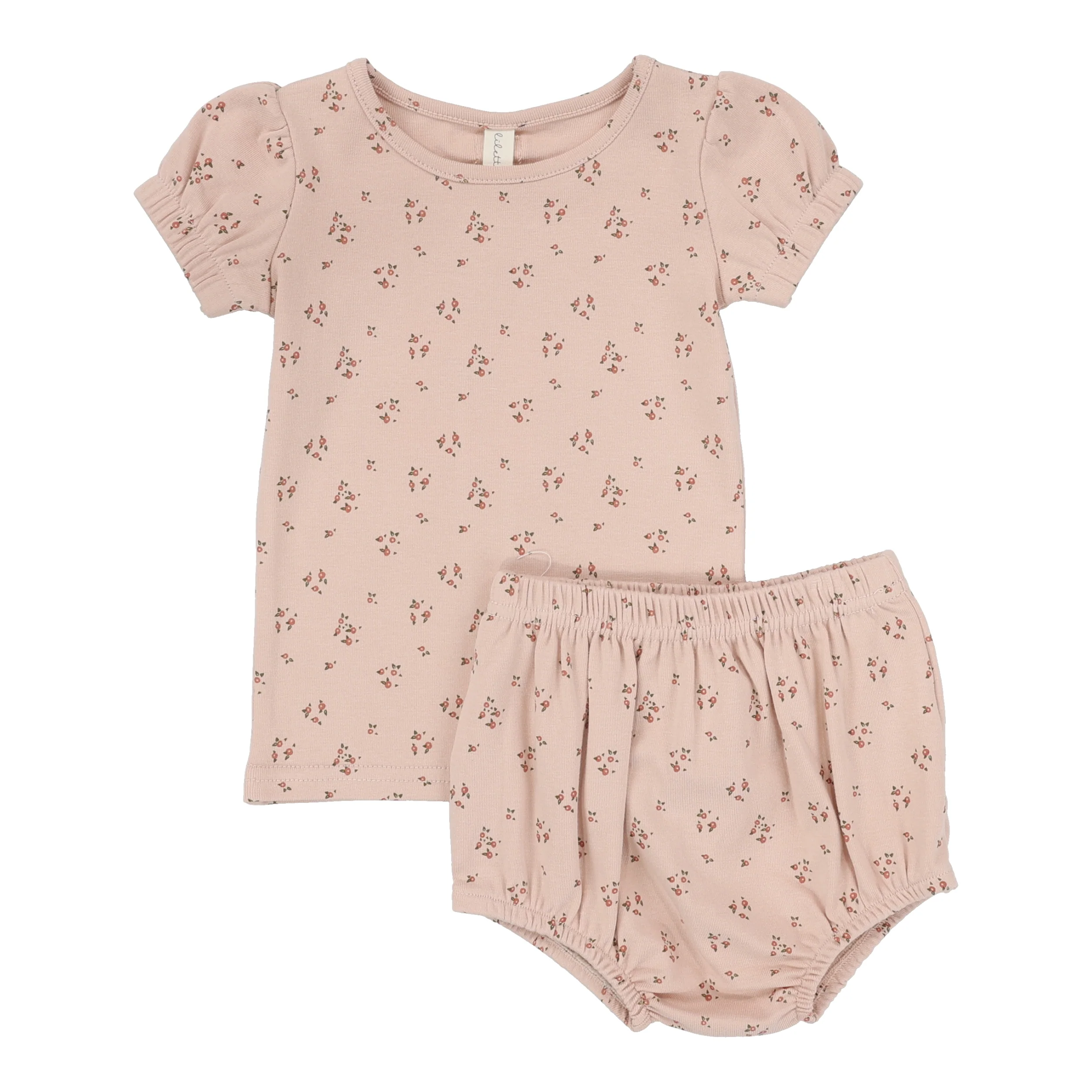 Lilette Dainty Floral Short Sleeve Set - Dusty Pink Floral