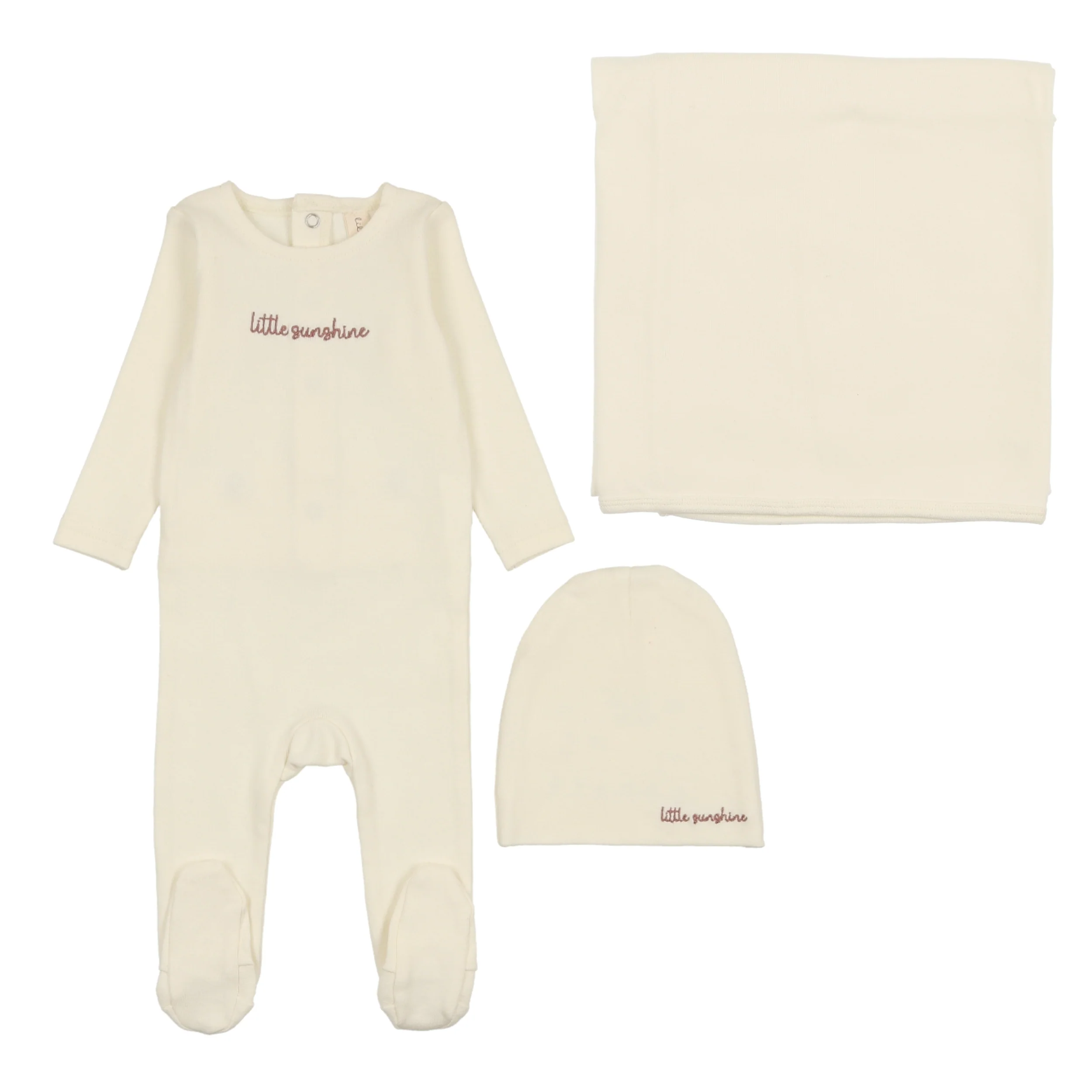 Lilette Cotton Word 3PC Set - Milk/Pink