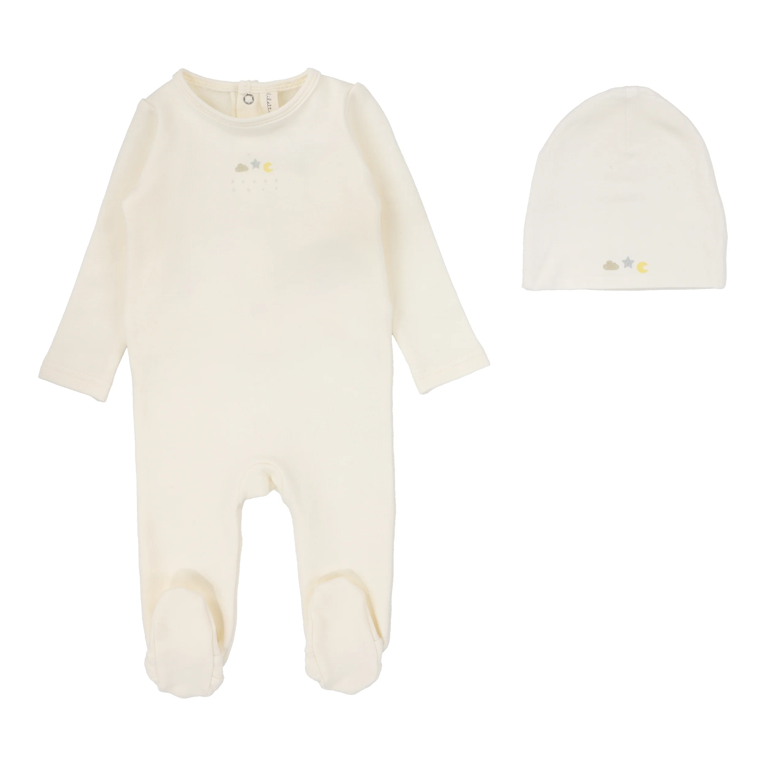 Lilette Dreamy Graphic Footie And Hat - Winter White/Slate