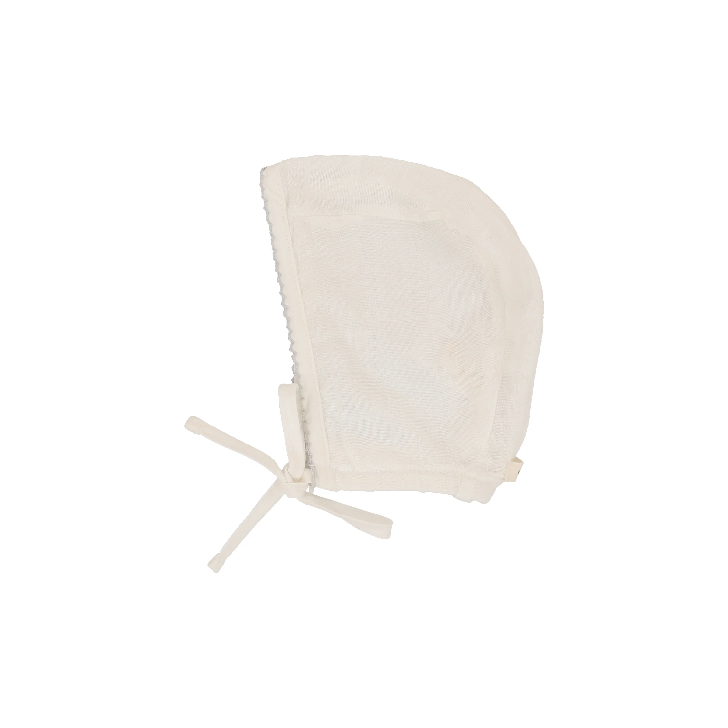 Lilette Edged Collar Bonnet - Winter White/Light Blue