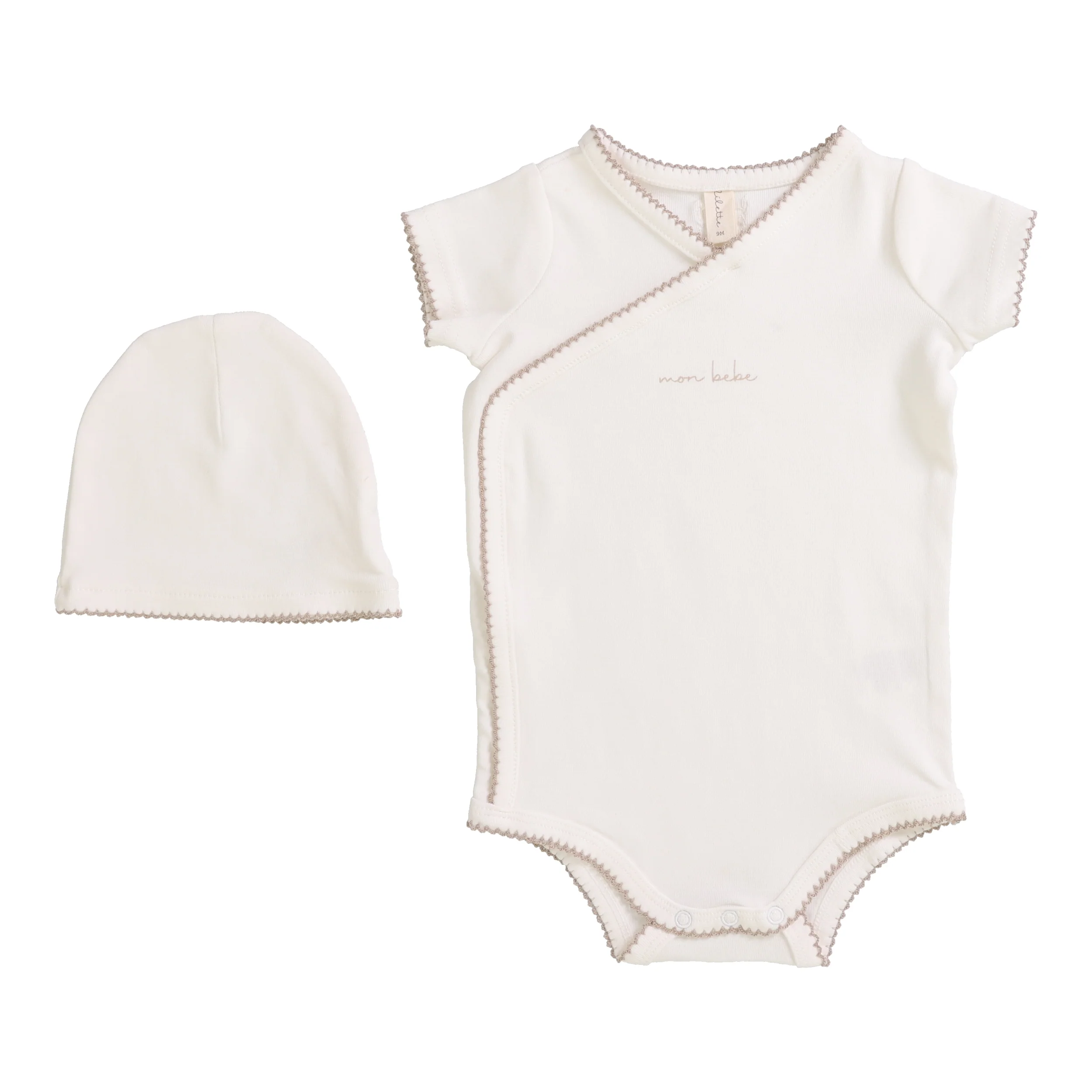 Lilette Scalloped Edge Onesie Set - Winter White/Oat