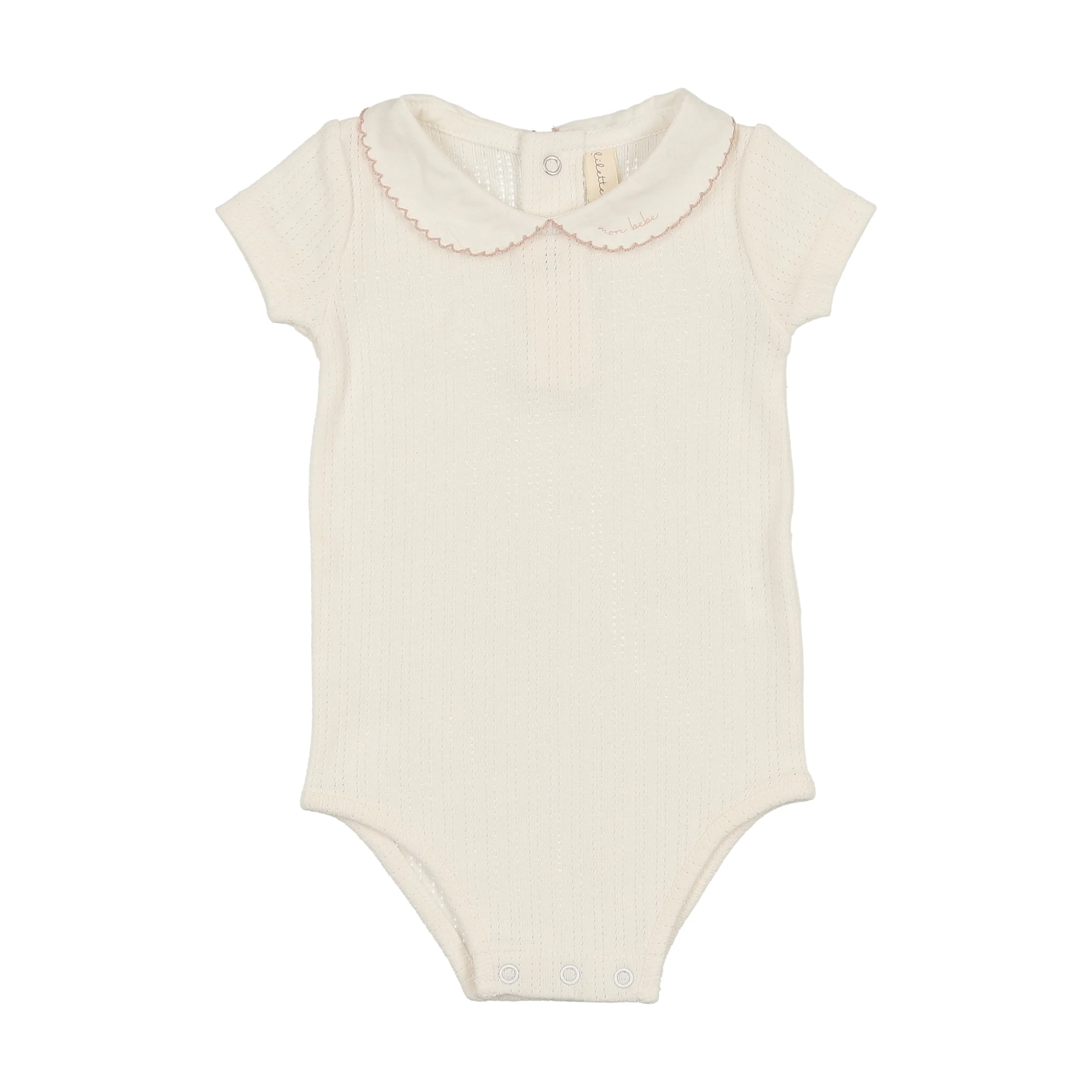 Lilette Edged Collar Onesie - Winter White/Blush