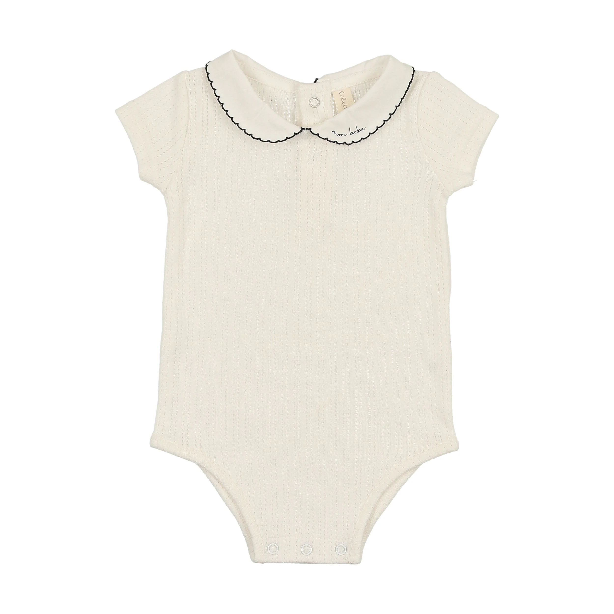 Lilette Edged Collar Onesie - Winter White/Navy