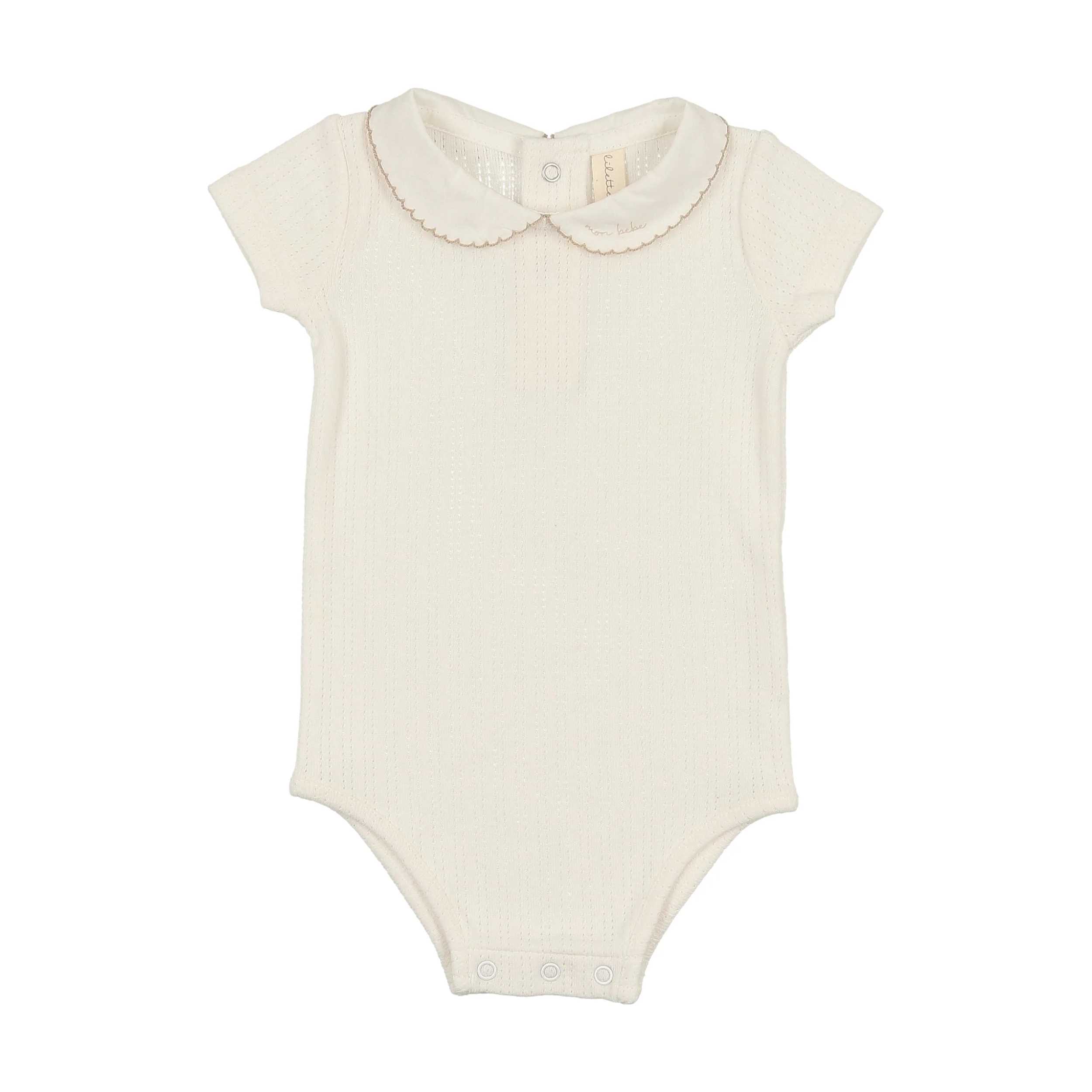 Lilette Edged Collar Onesie - Winter White/Oat