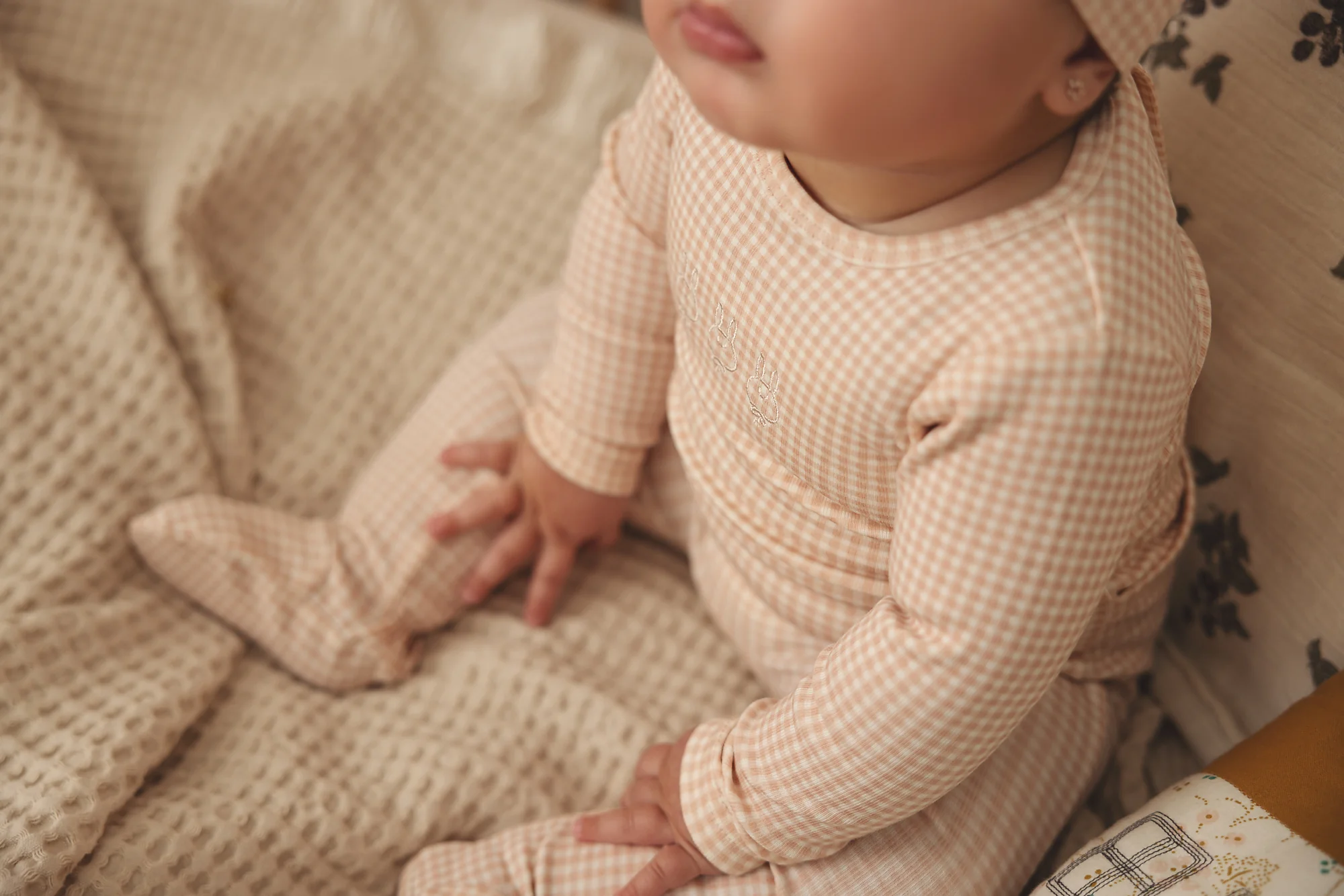 Lilette Gingham Bunny 3PC Layette Set - Petal - Image 2
