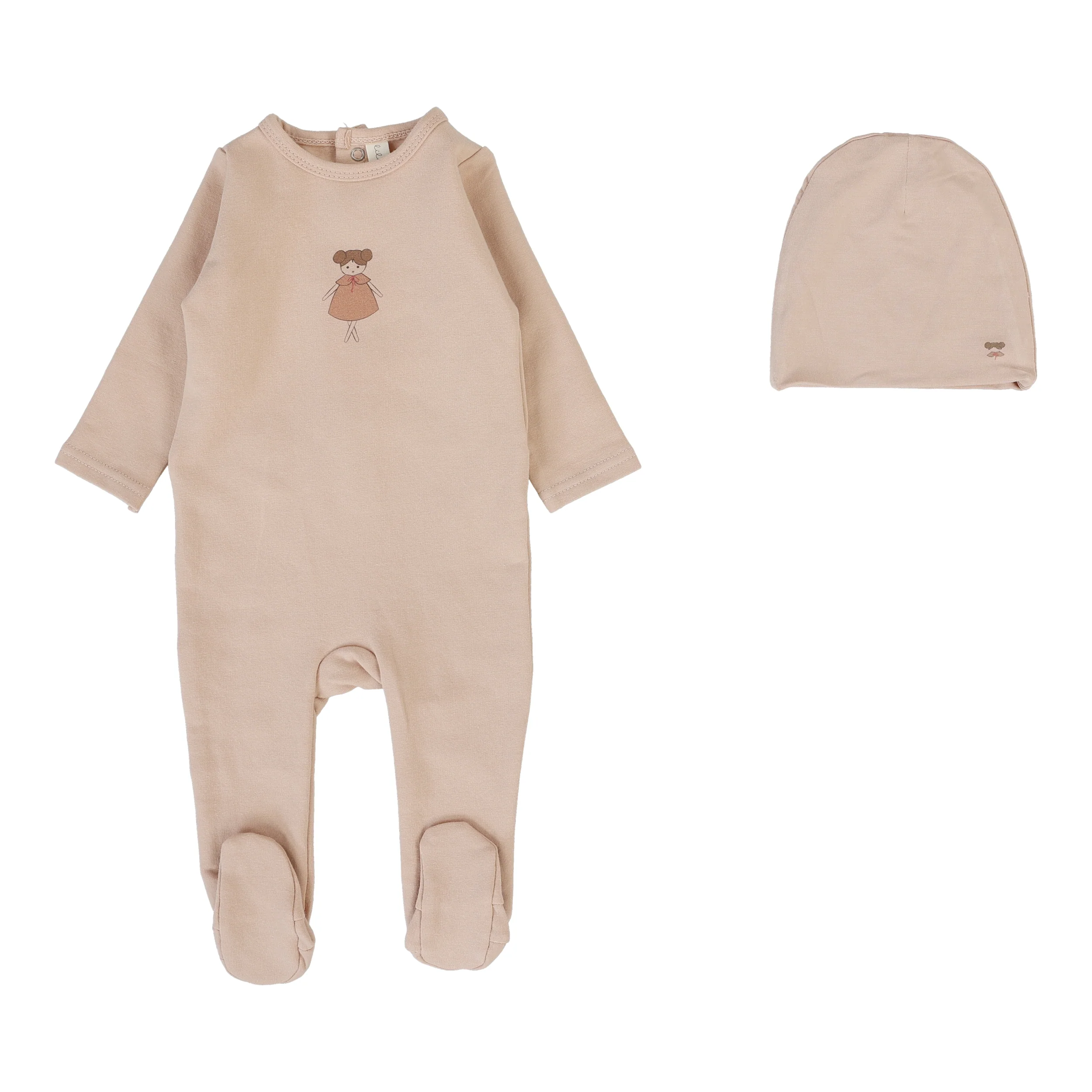 Lilette Graphic Footie And Hat - Dusty Pink