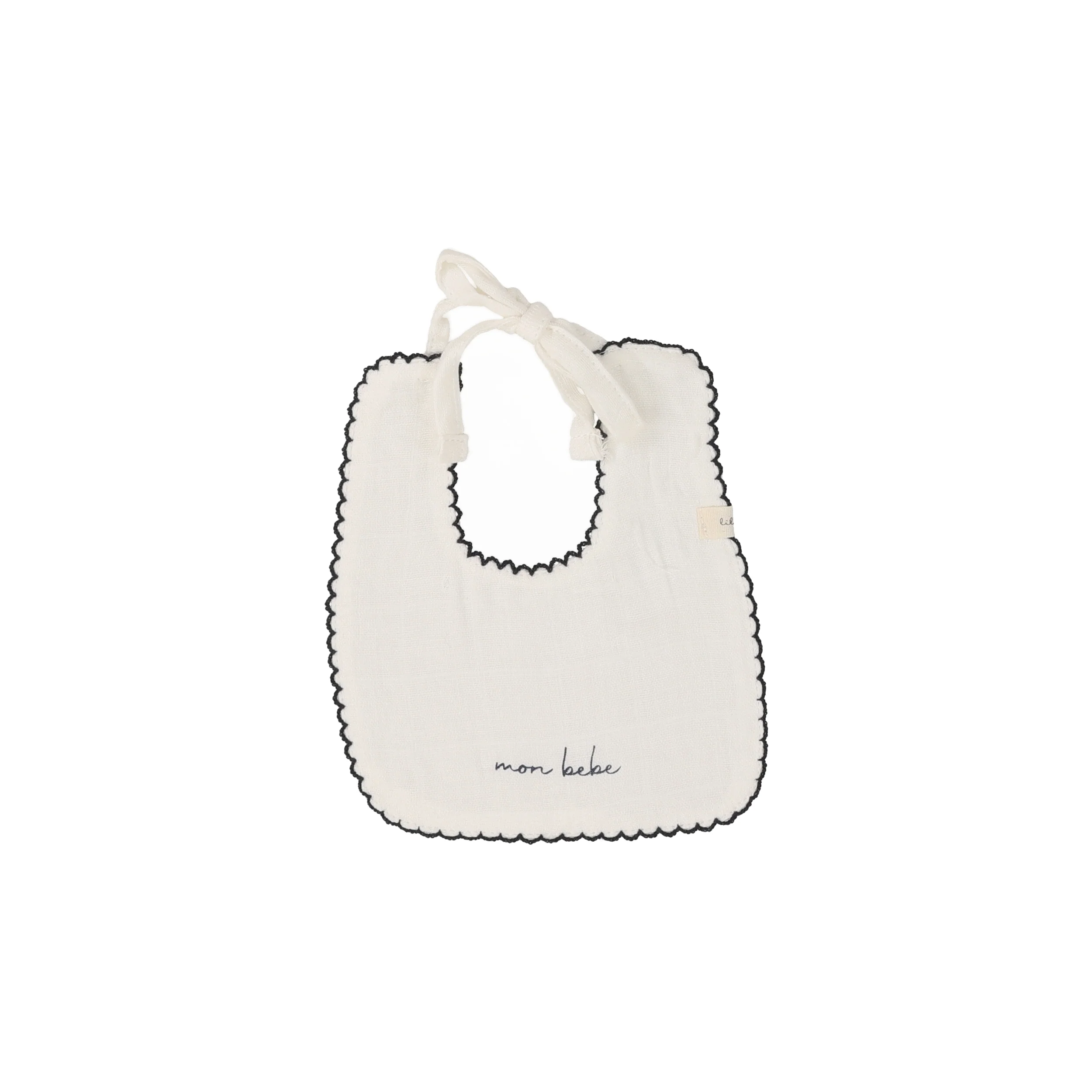Lilette Edged Muslin Bib - White/Navy