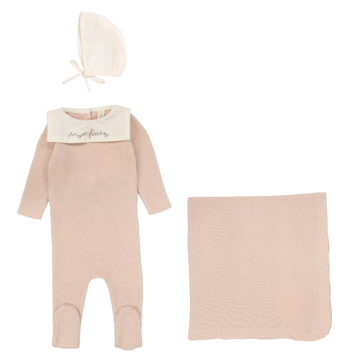 Lilette Knit Collar Layette Set - Soft Pink