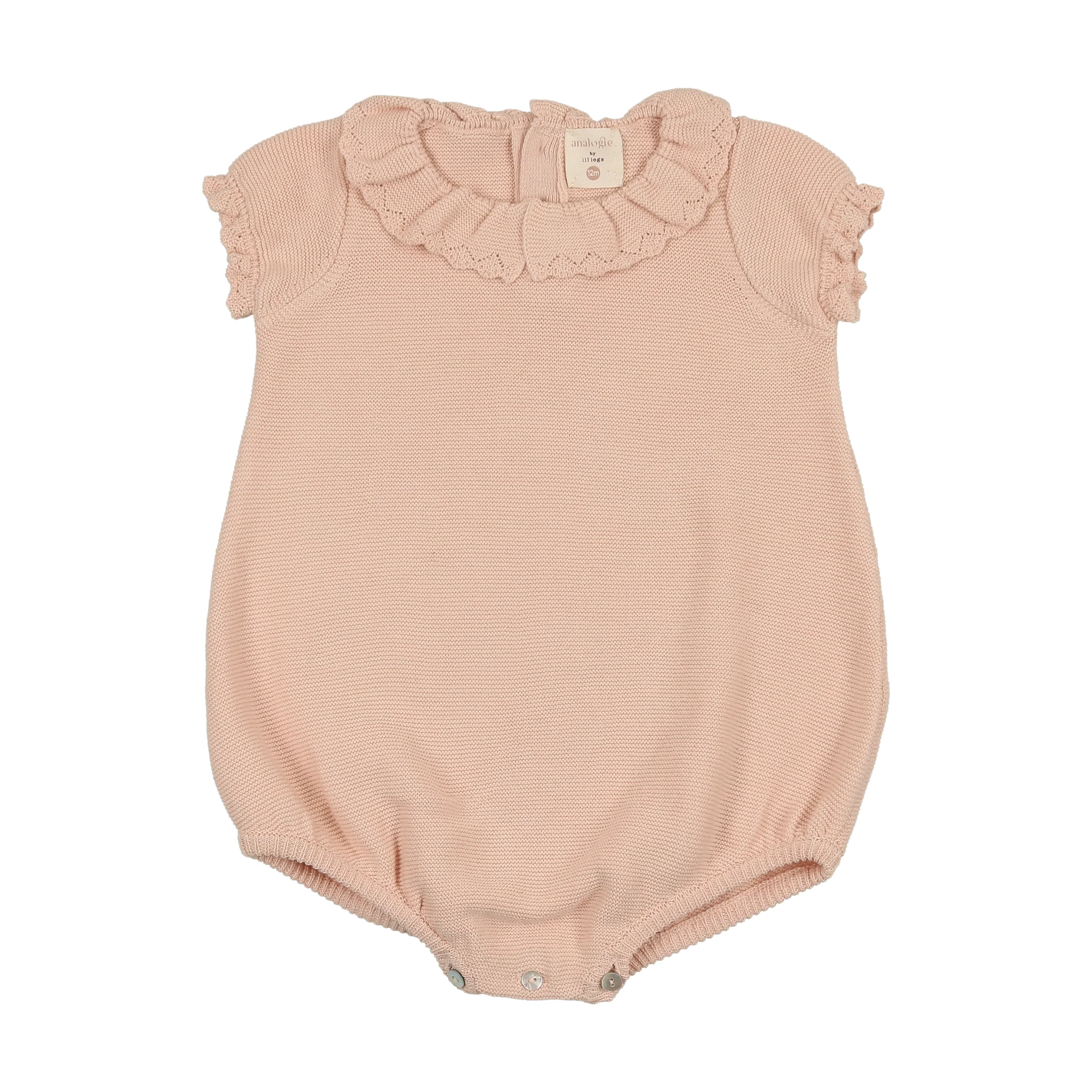Lilette Knit Collar Ruffle Romper - Soft Pink