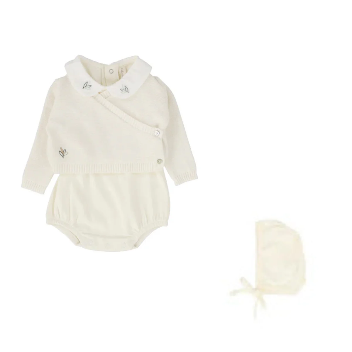 Lilette Knit Wrap Onesie Set - Cream